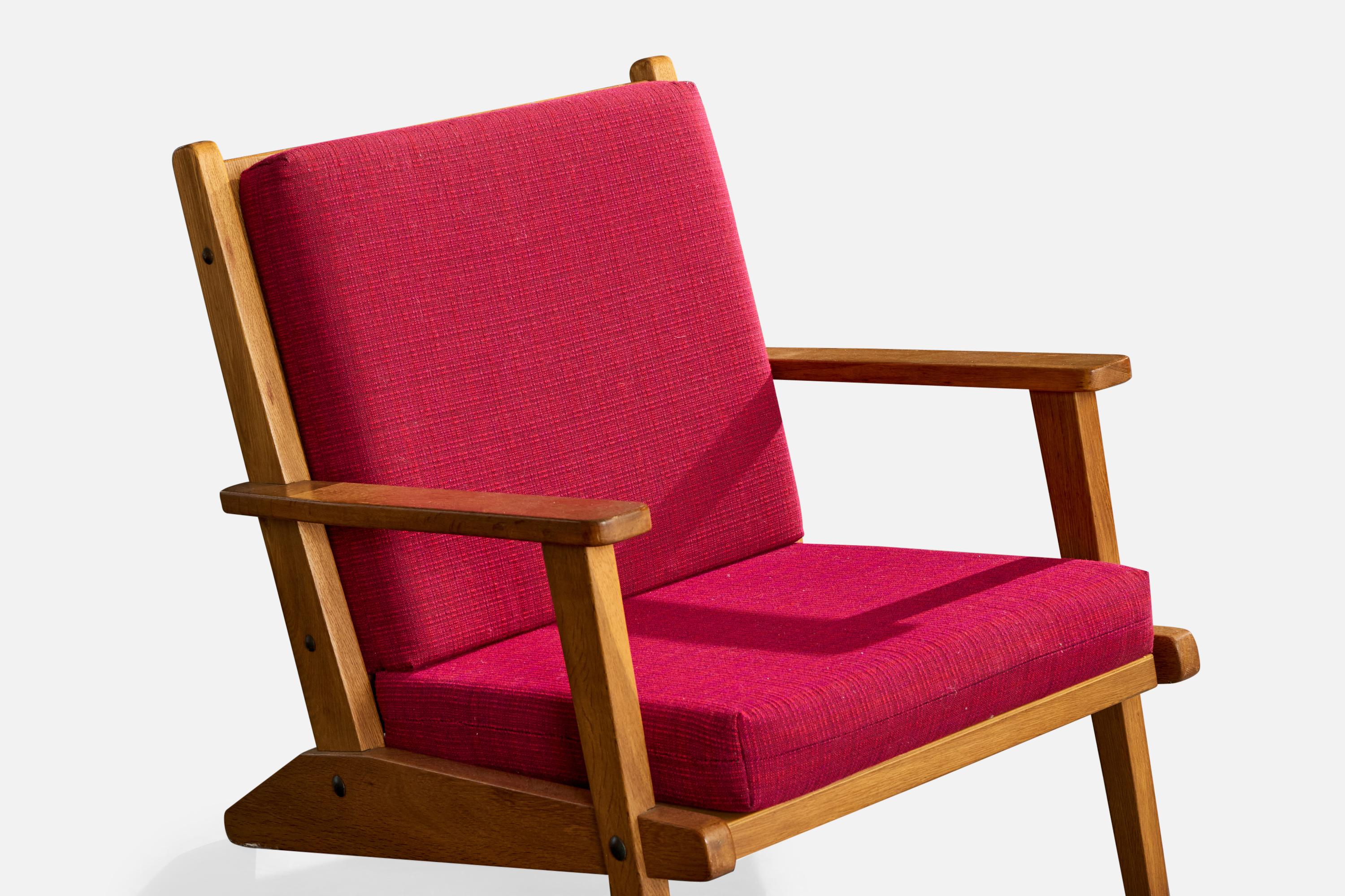 Danish Designer, Lounge Chairs, Pine, Fabric, Denmark, 1960s Tela en venta