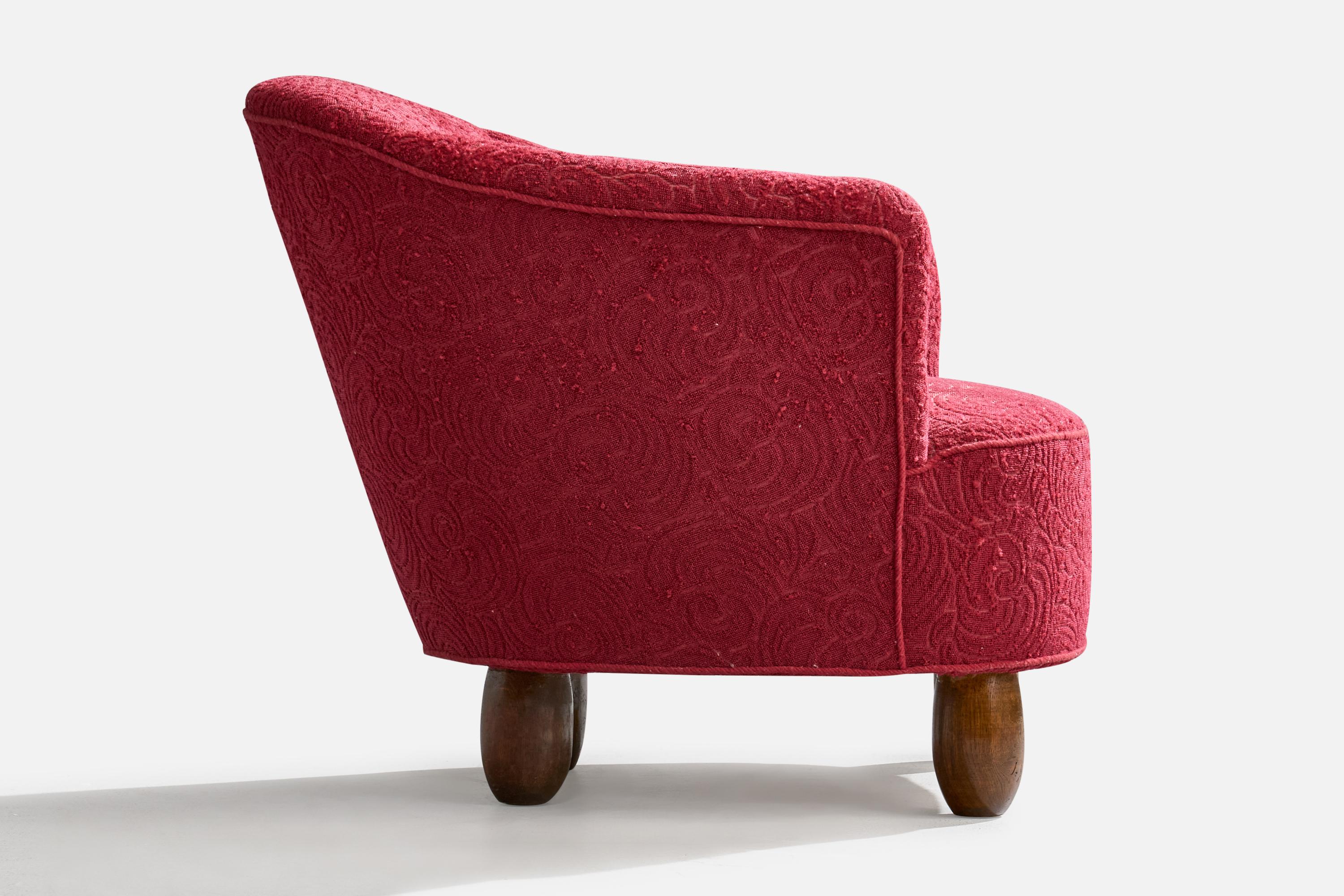 Designer danois, chaises longues, Wood, tissu, Danemark, années 1940 en vente 1