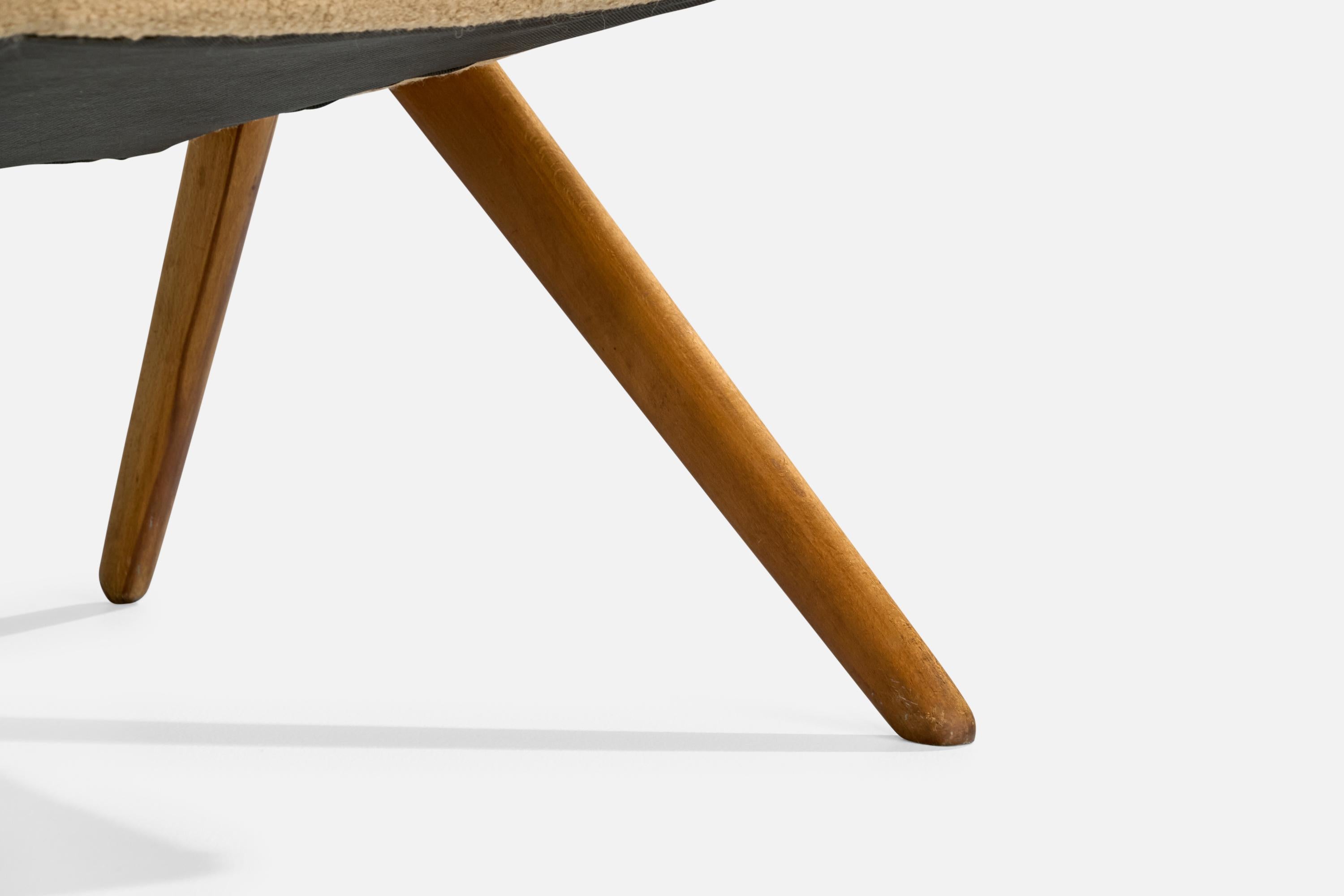 Danish Designer, Lounge Chairs, Wood, Fabric, Denmark, 1950s For Sale 8