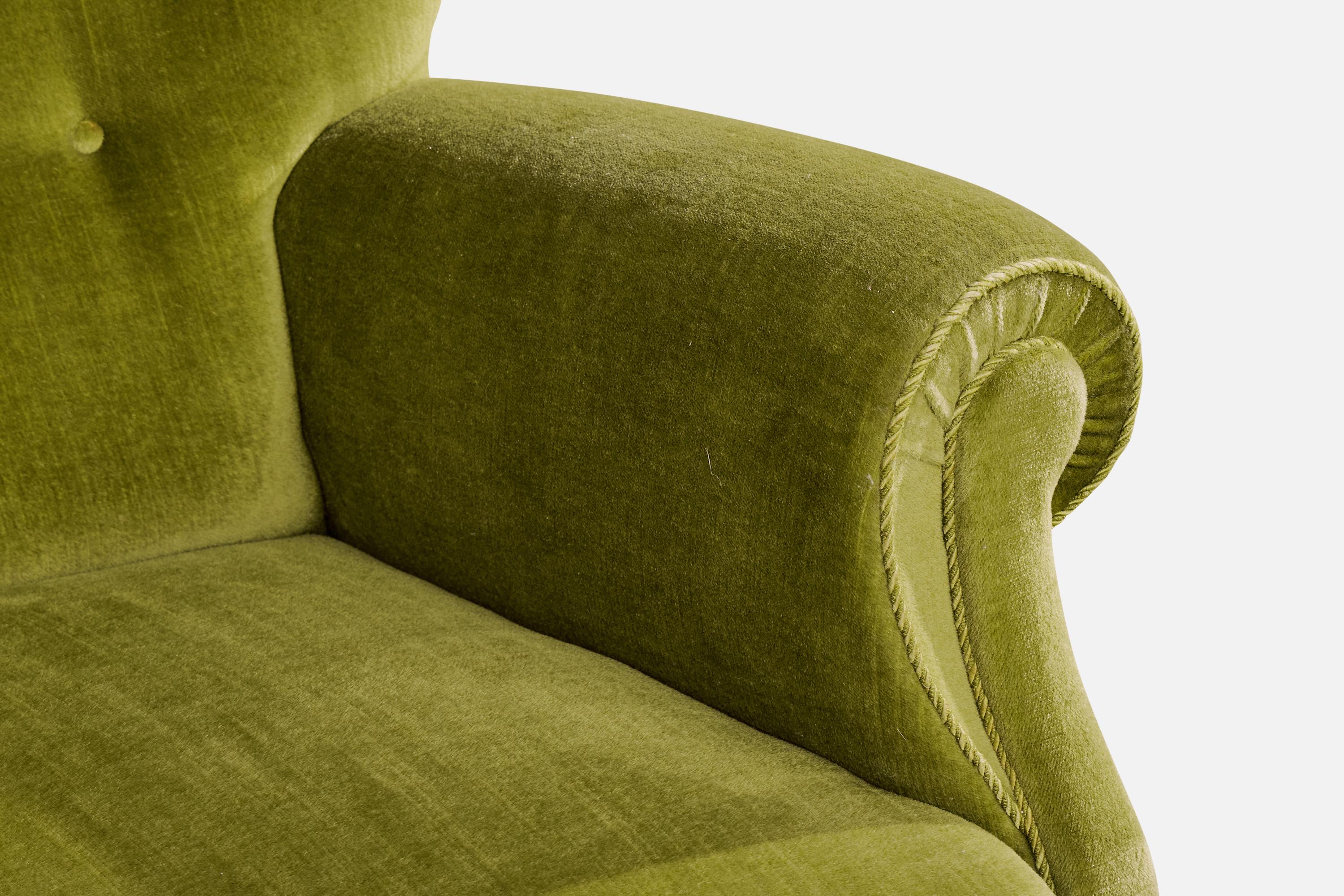 Designer danois, chaises longues, Wood, velours, Danemark, années 1940 en vente 3