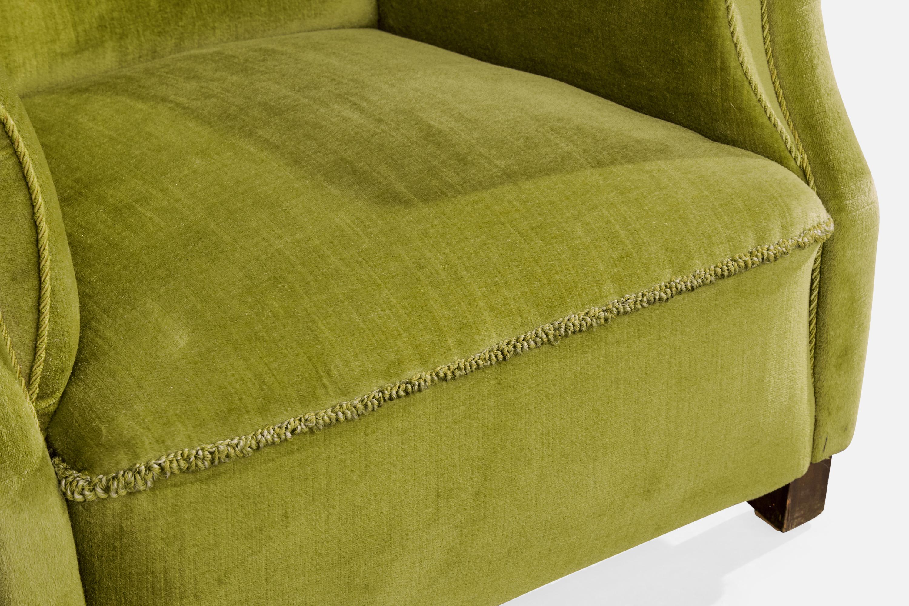 Designer danois, chaises longues, Wood, velours, Danemark, années 1940 en vente 4