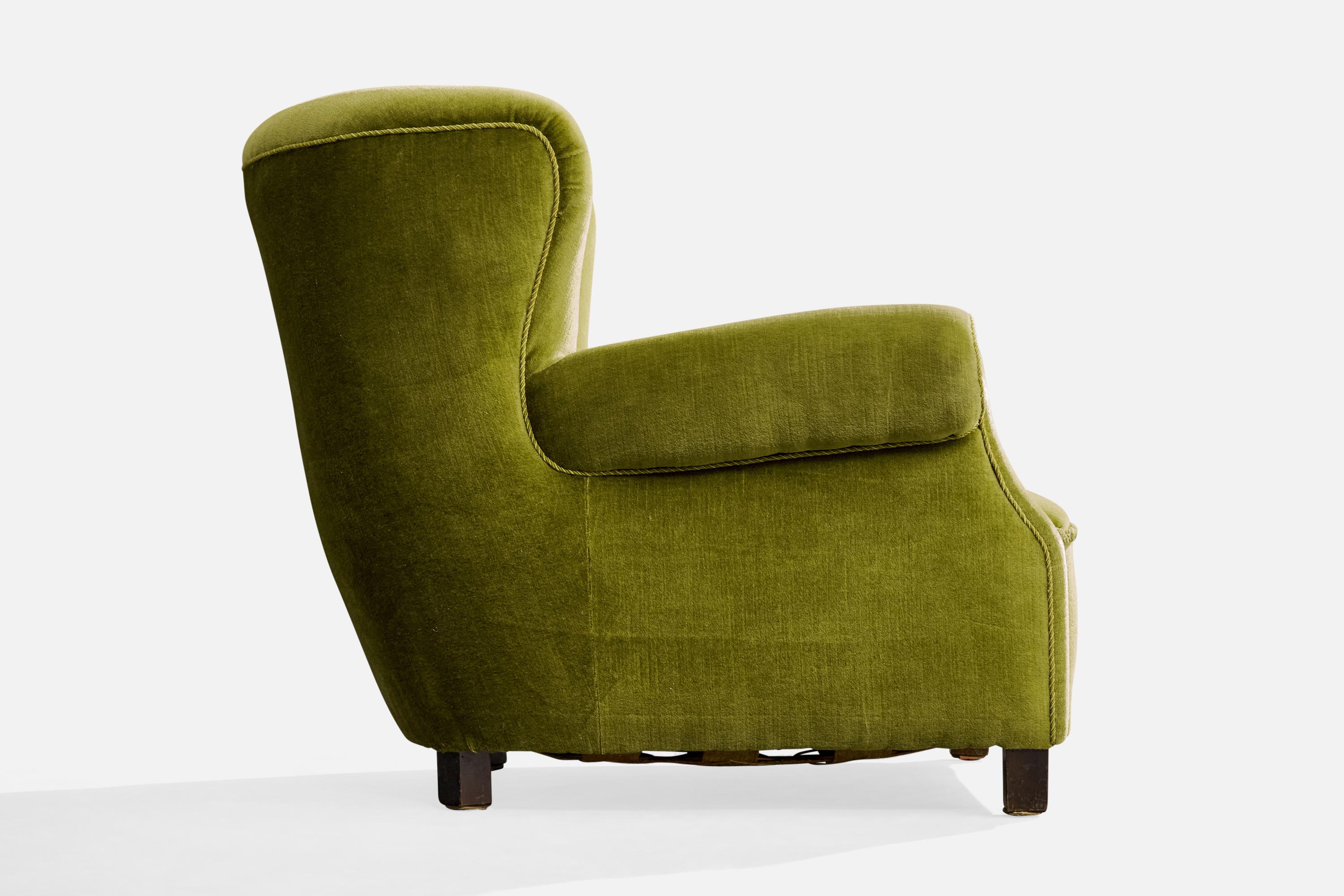 Velours Designer danois, chaises longues, Wood, velours, Danemark, années 1940 en vente