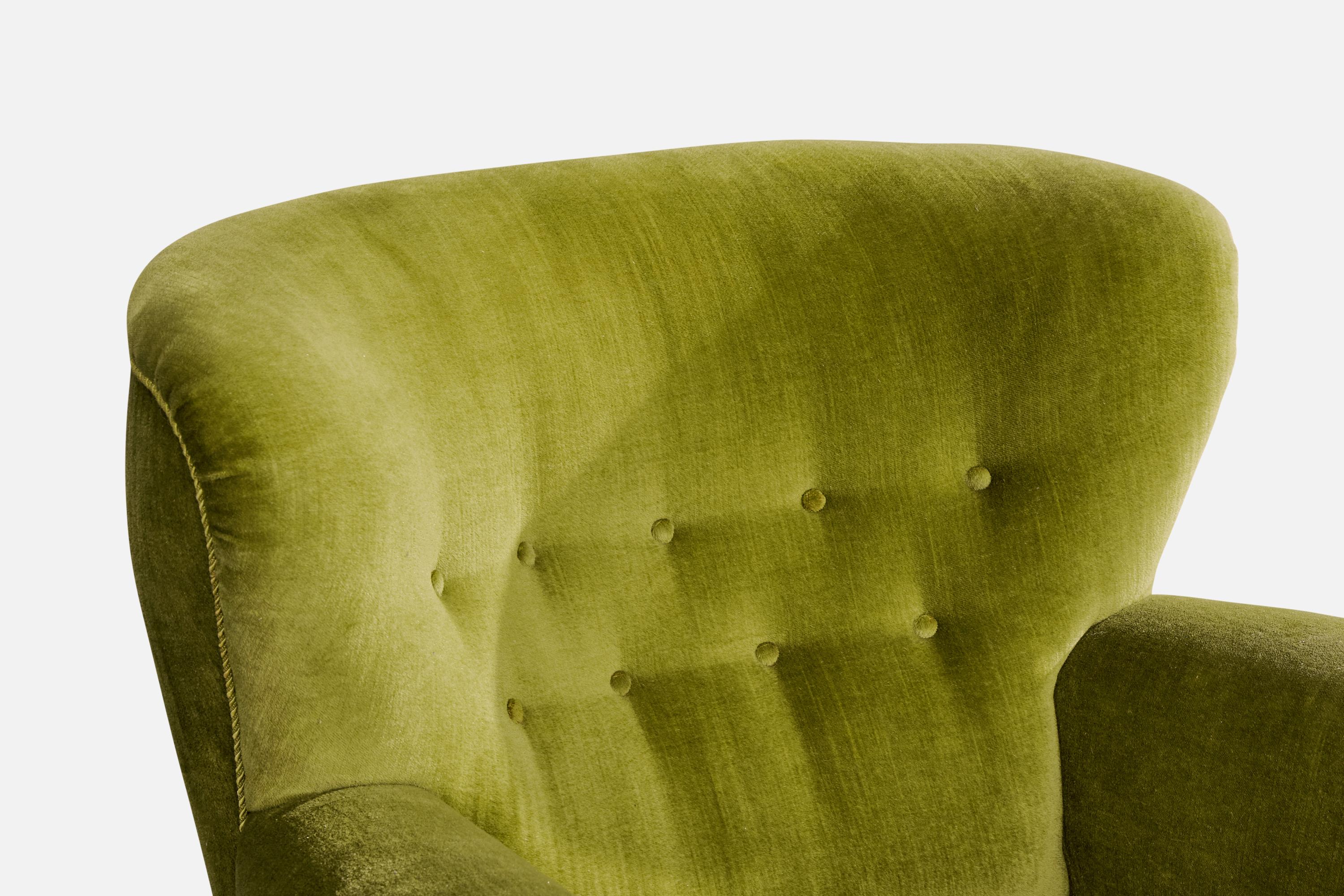 Designer danois, chaises longues, Wood, velours, Danemark, années 1940 en vente 2