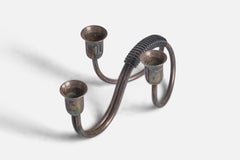 Diseñador danés, candelabros en miniatura, chapa de plata, caucho, Dinamarca, años 50