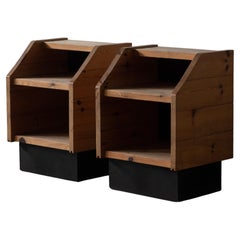 Danish Designer, Minimalist Bedside Cabinets, Pine, Painted Wood, Denmark, 1970s Danish Designer, Minimalist Bedside Cabinets, Pine, Painted Wood, Denmark, 1970s