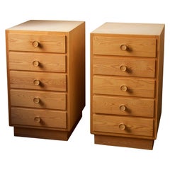 Danish Designer, Minimalist Nightstands / Chests of Drawers, Pine, Denmark 1970s