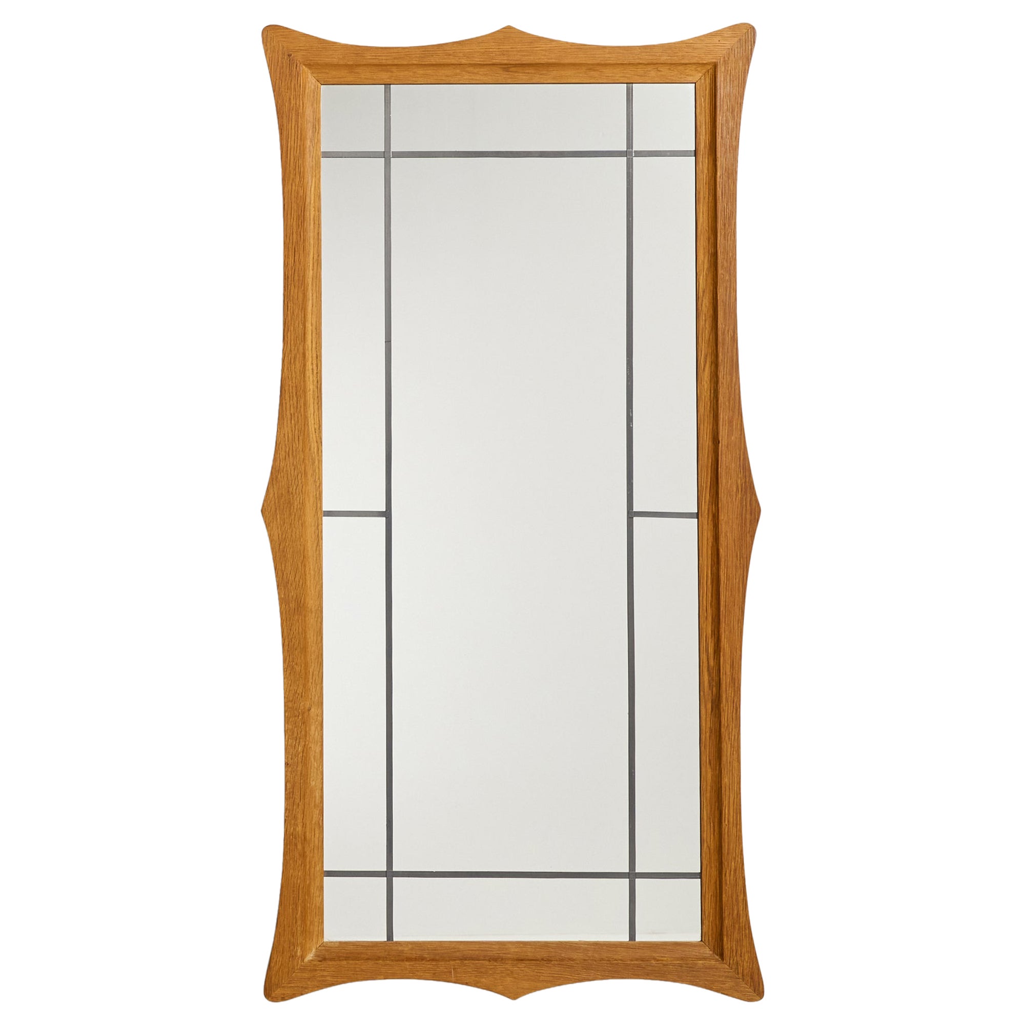 Designer danois, miroir, Oak, métal, Danemark, années 1960