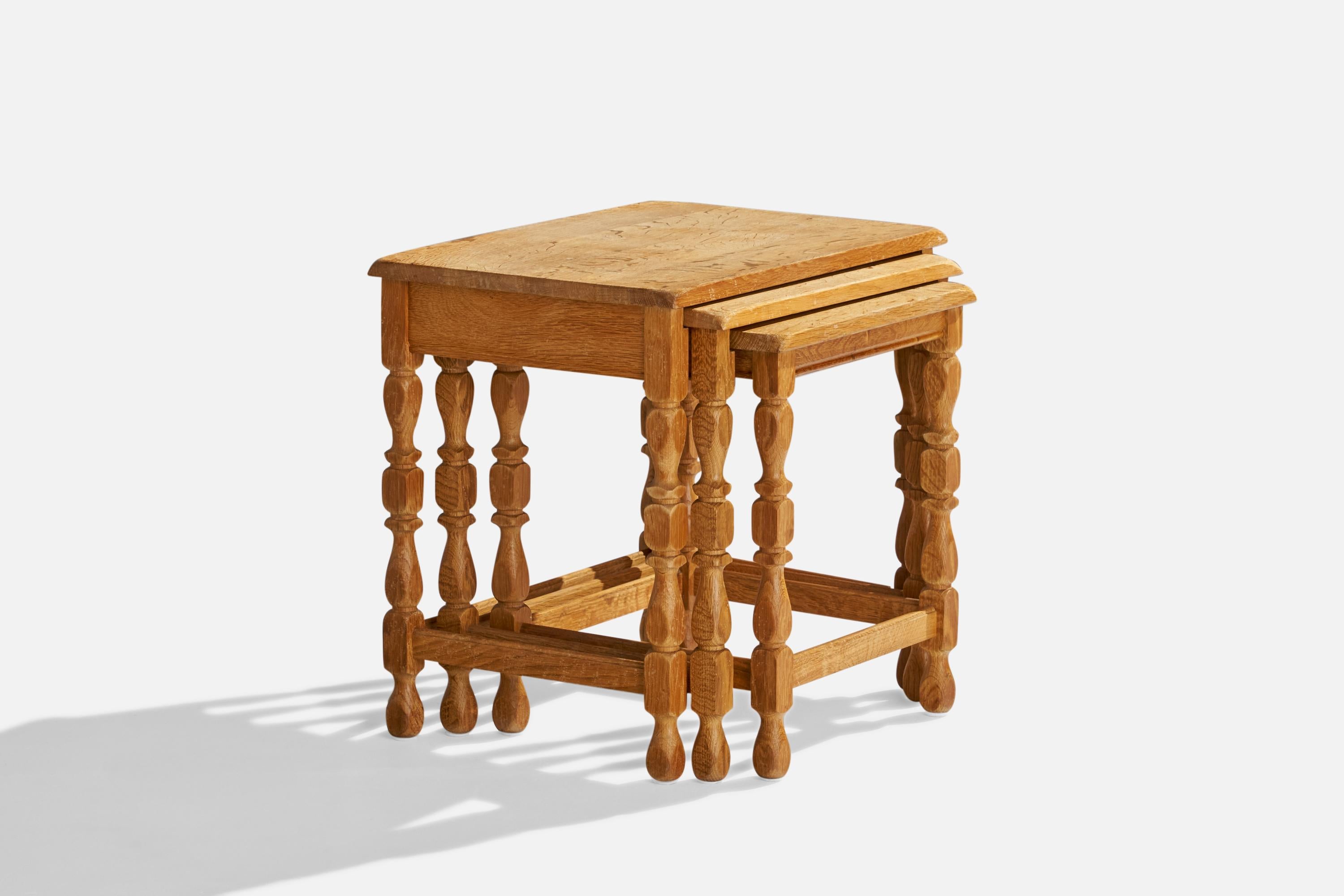 Scandinavian Modern Danish Designer, Nesting Tables, Oak, Denmark, 1930s For Sale