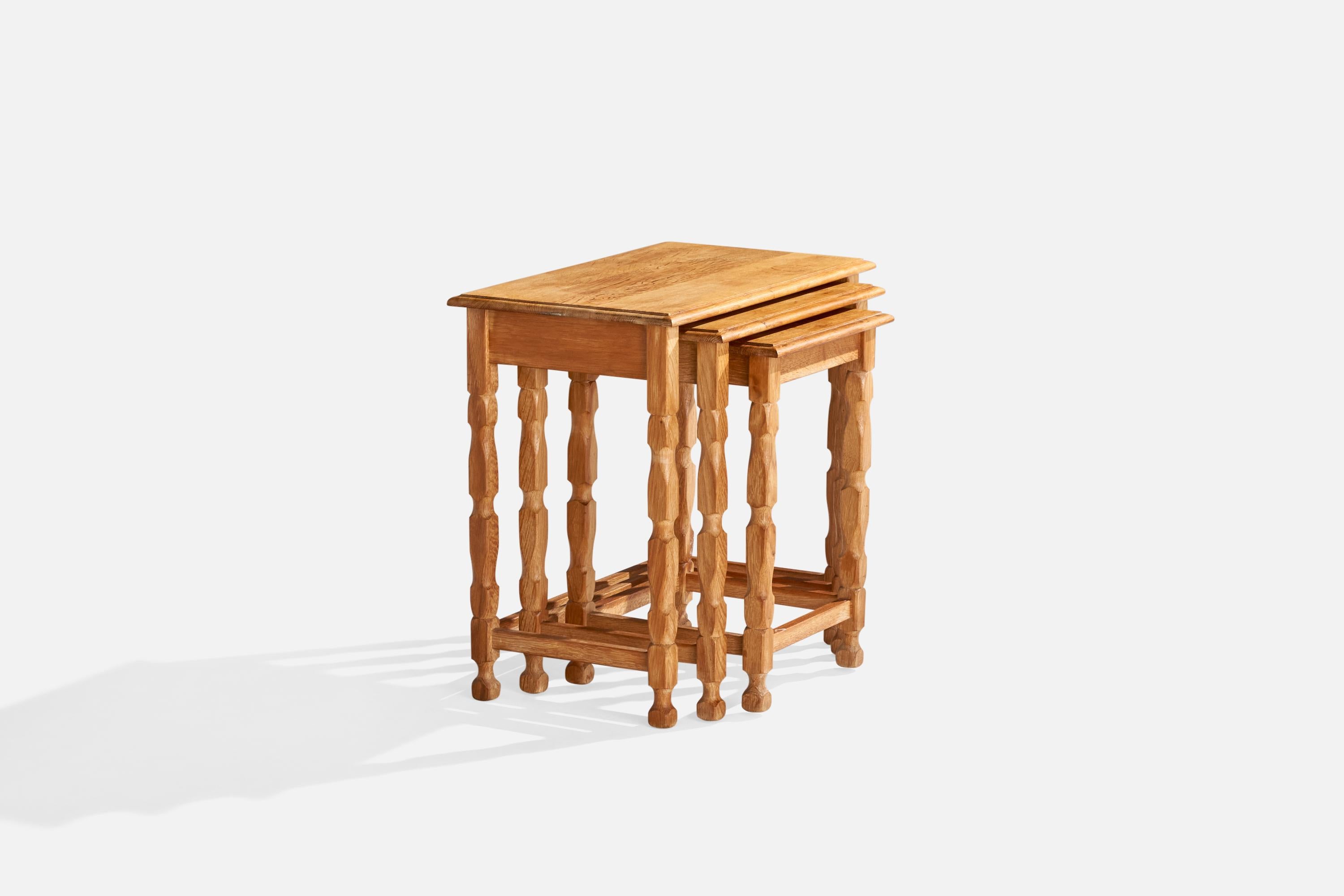 Scandinavian Modern Danish Designer, Nesting Tables, Oak, Denmark, 1960s For Sale
