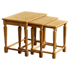Danish Designer, Nesting Tables, Oak, Denmark, 1960s