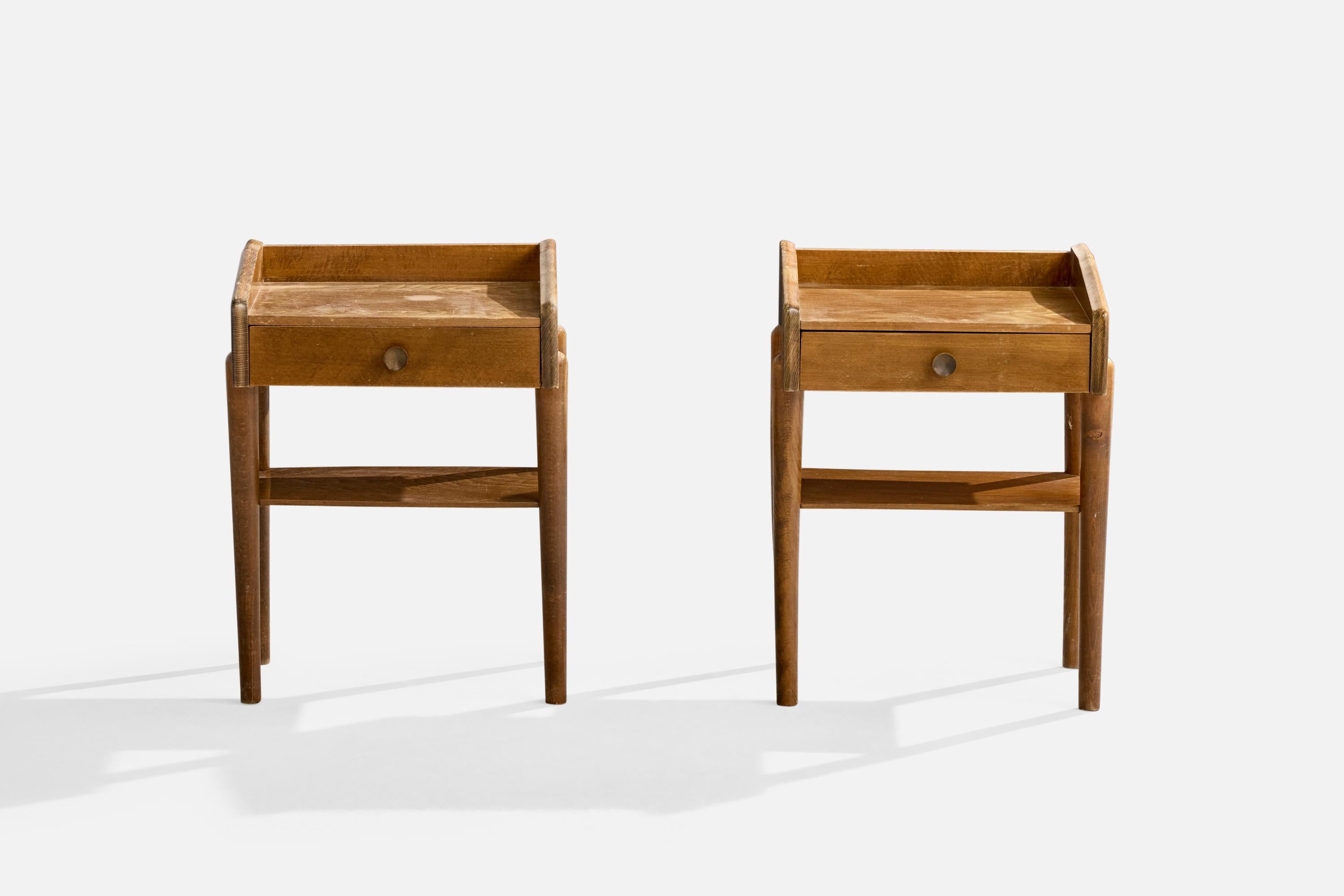 Scandinavo moderno Designer danese, Comodini, Beeche, Ottone, Danimarca, anni '40 in vendita