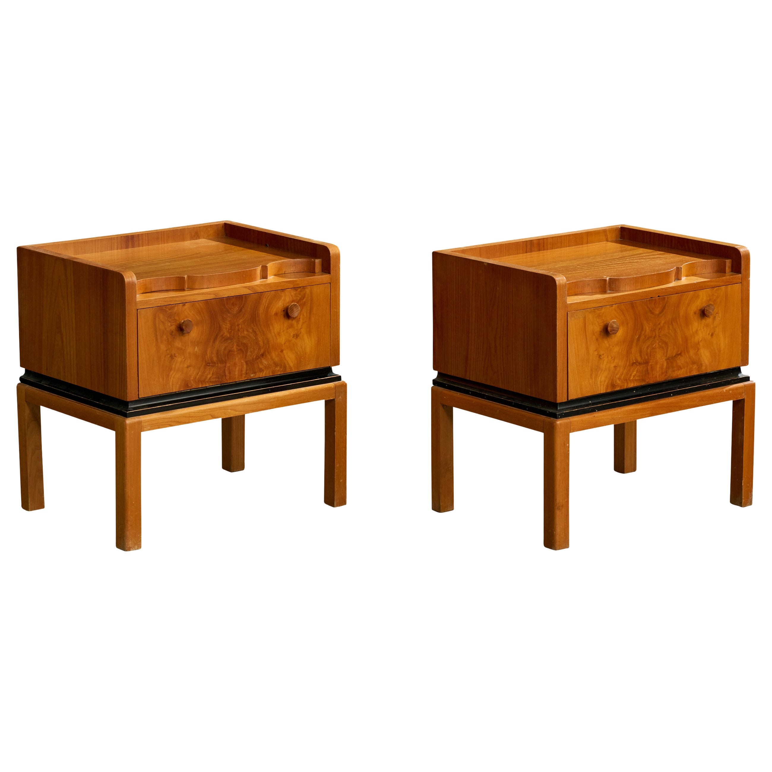 Danish Designer, Nightstands, Teak, Birch, Denmark, 1950s