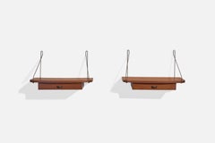 Designer danois, tables de nuit, Wood, laiton, métal, Danemark, années 1950