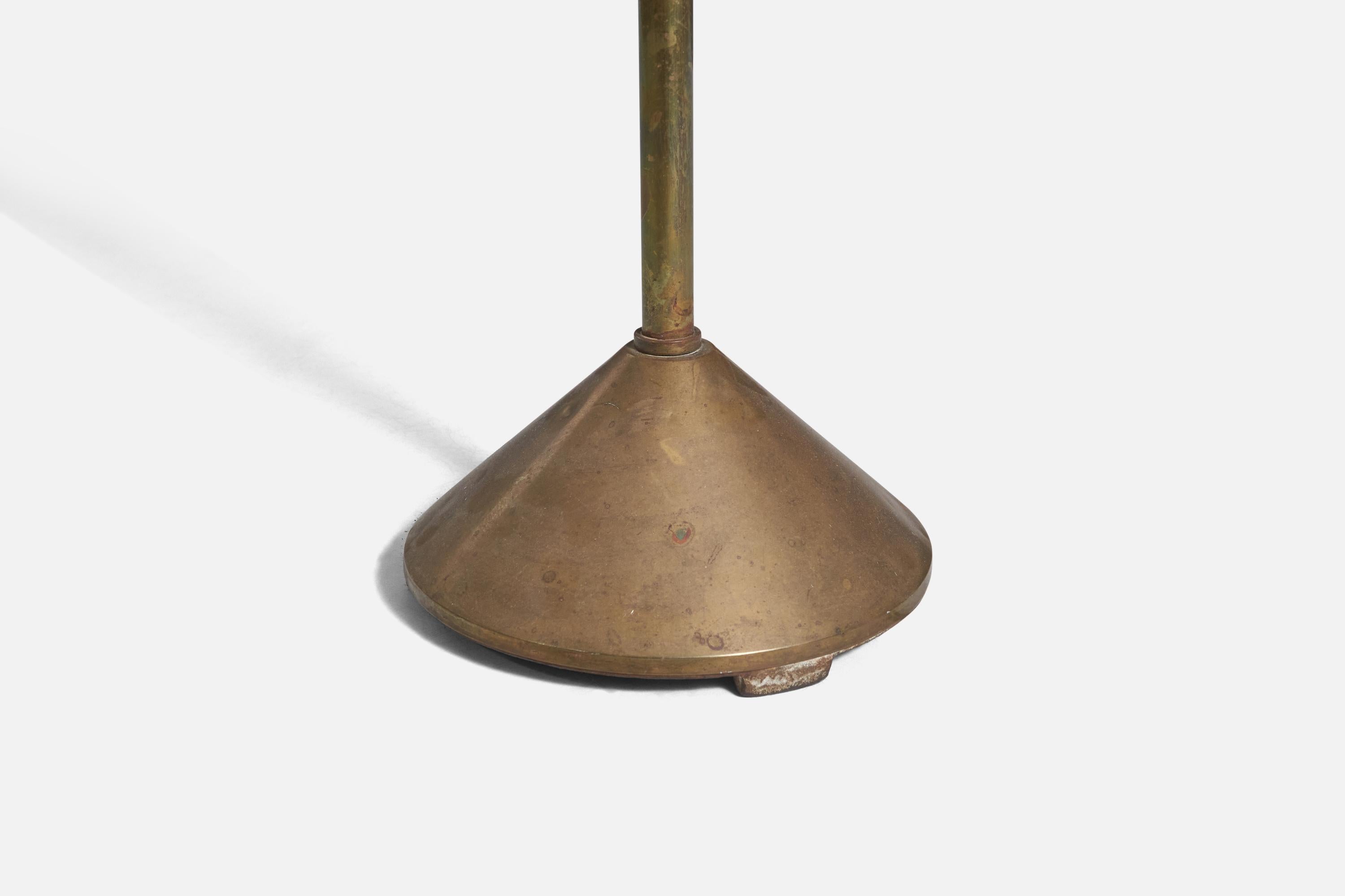 Danish Designer, Adjustable Floor Lamp, Brass, Denmark, 1940s In Good Condition For Sale In High Point, NC