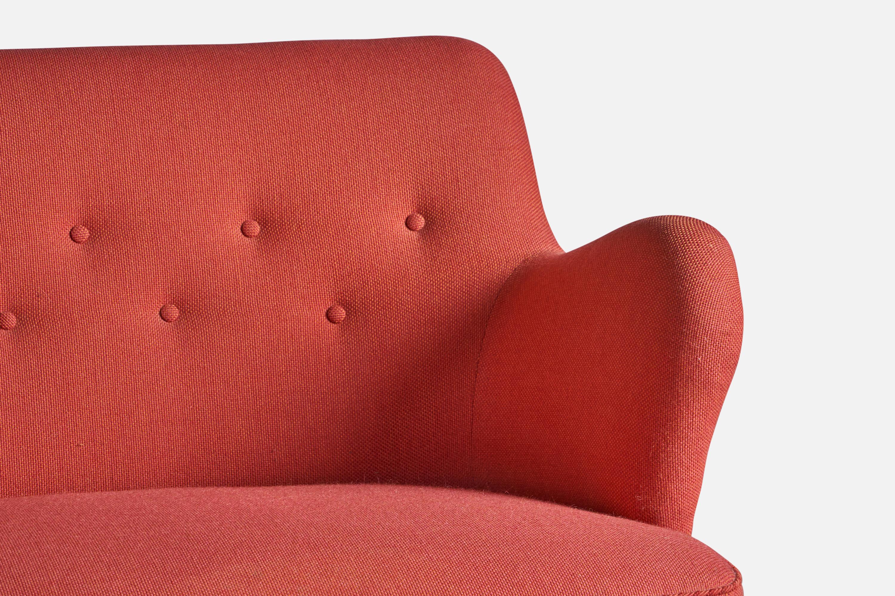 Mid-Century Modern Danish Designer, Organic Sofa, Wood, Fabric, Denmark, 1940s For Sale