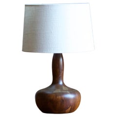 Danish Designer, Organic Table Lamp, Solid Joined Wood, Denmark, 1950s