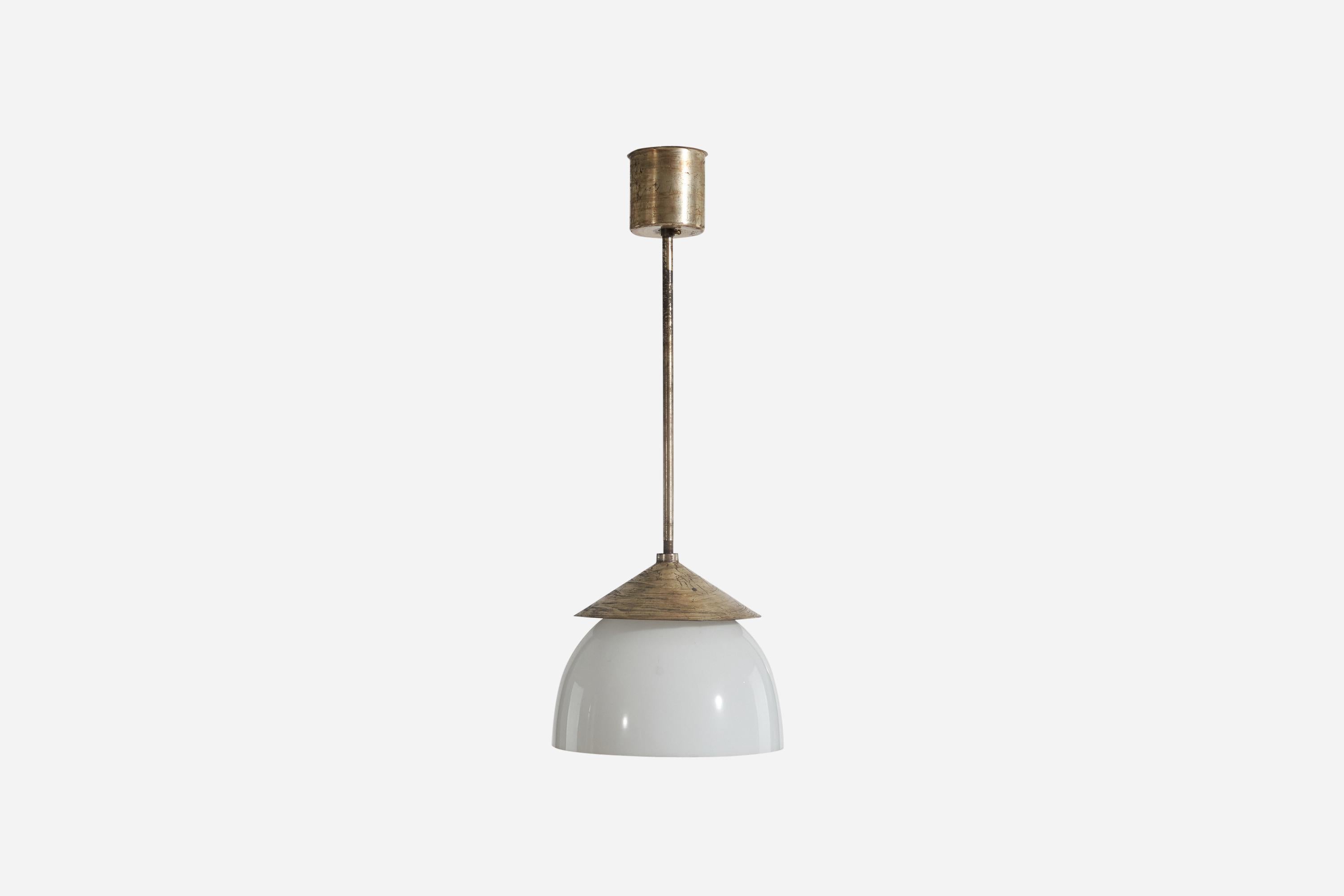 Danois Design danois, pendentif, laiton, verre, Danemark, années 1940 en vente