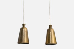 Danish Designer, Pendant Lights, Brass, Denmark, 1930s