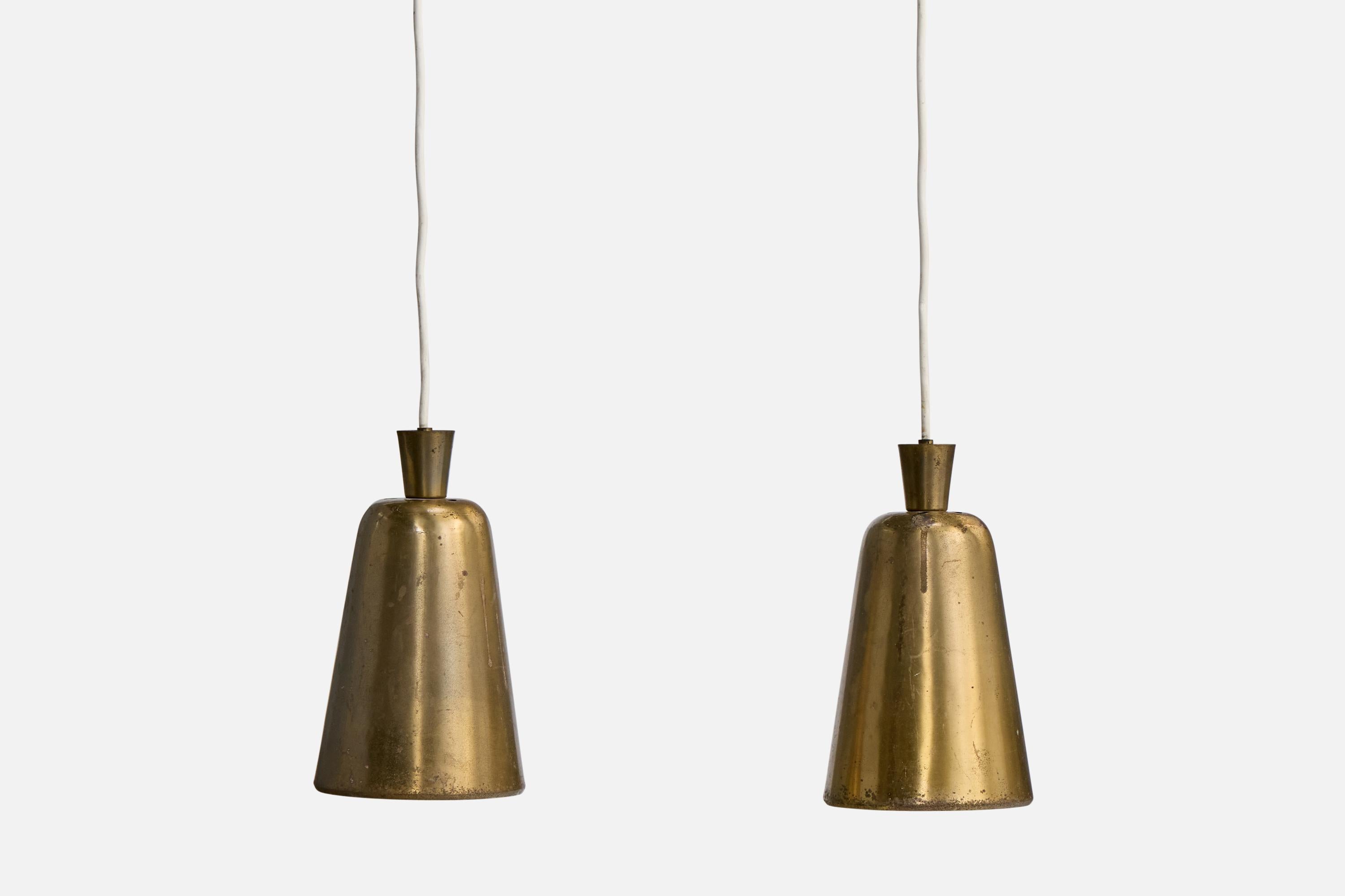 Dänischer Designer, Pendelleuchten, Messing, Dänemark, 1930er Jahre im Zustand „Gut“ im Angebot in High Point, NC