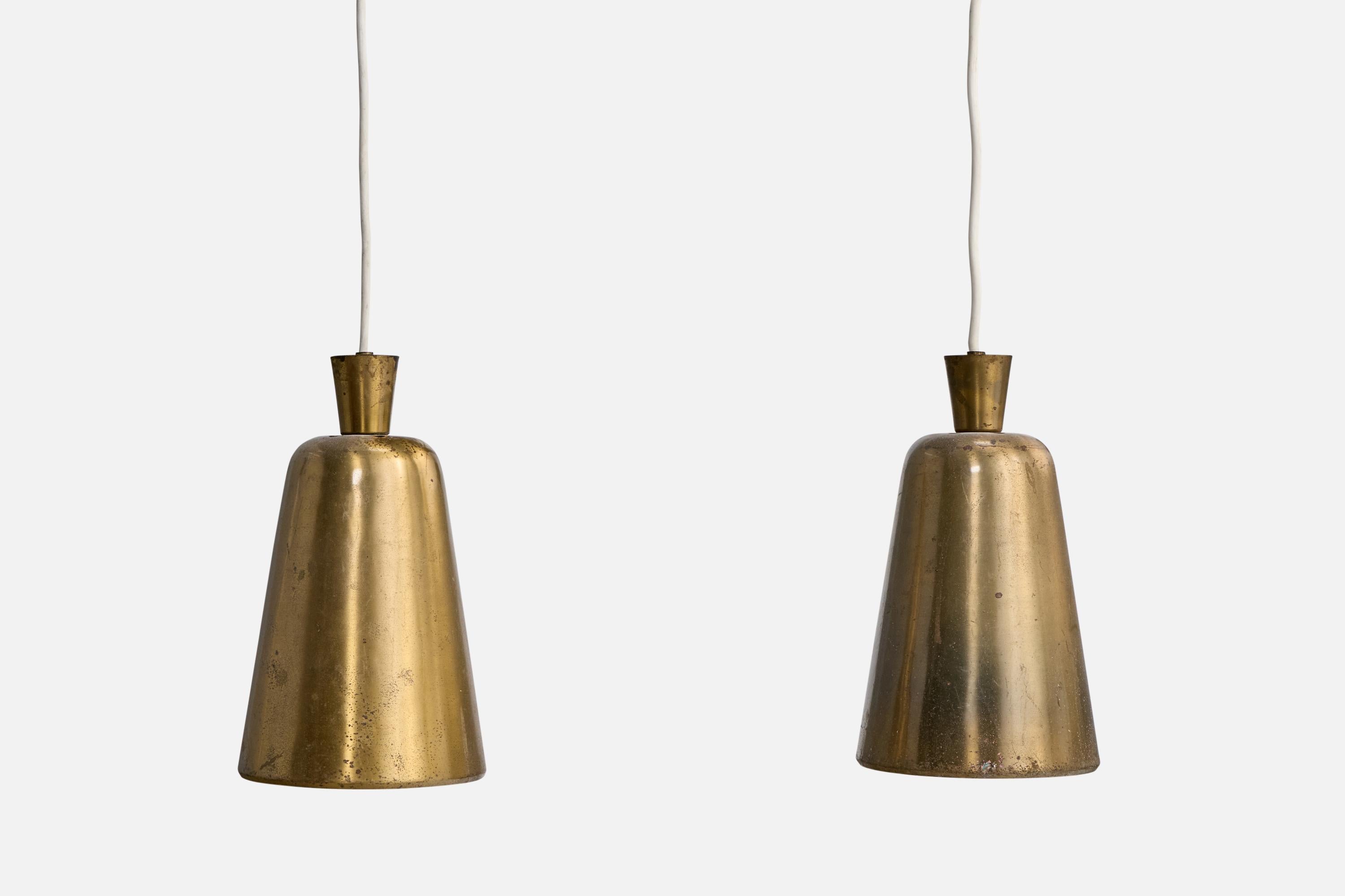 Dänischer Designer, Pendelleuchten, Messing, Dänemark, 1930er Jahre im Zustand „Gut“ im Angebot in High Point, NC