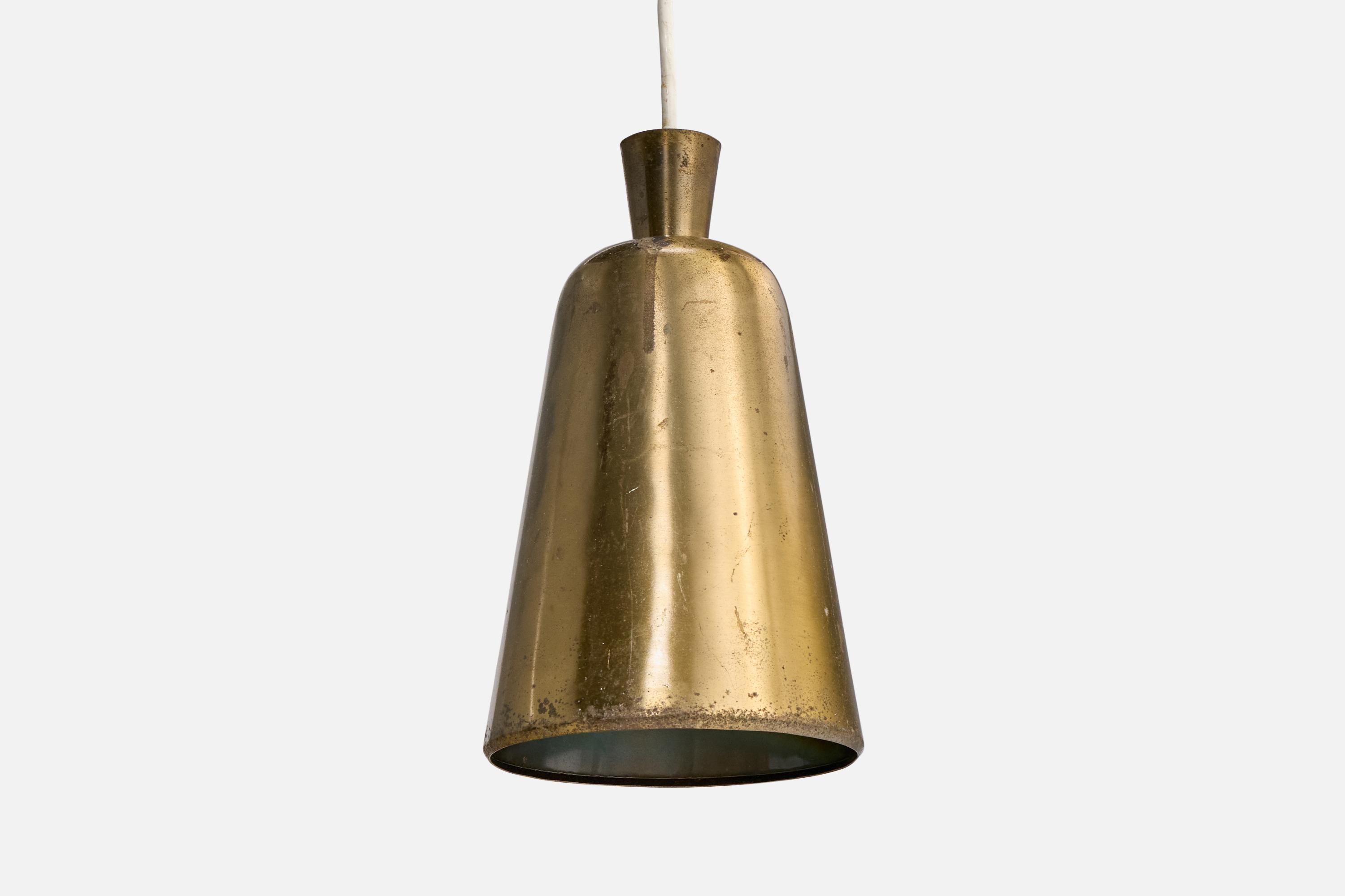 Dänischer Designer, Pendelleuchten, Messing, Dänemark, 1930er Jahre (Mitte des 20. Jahrhunderts) im Angebot