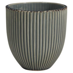 Danish Designer, Pot or Vase, Grey Glazed Stoneware, Denmark, 1940s