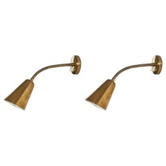 Danish Designer, Sconces, Brass, Denmark, 1940s