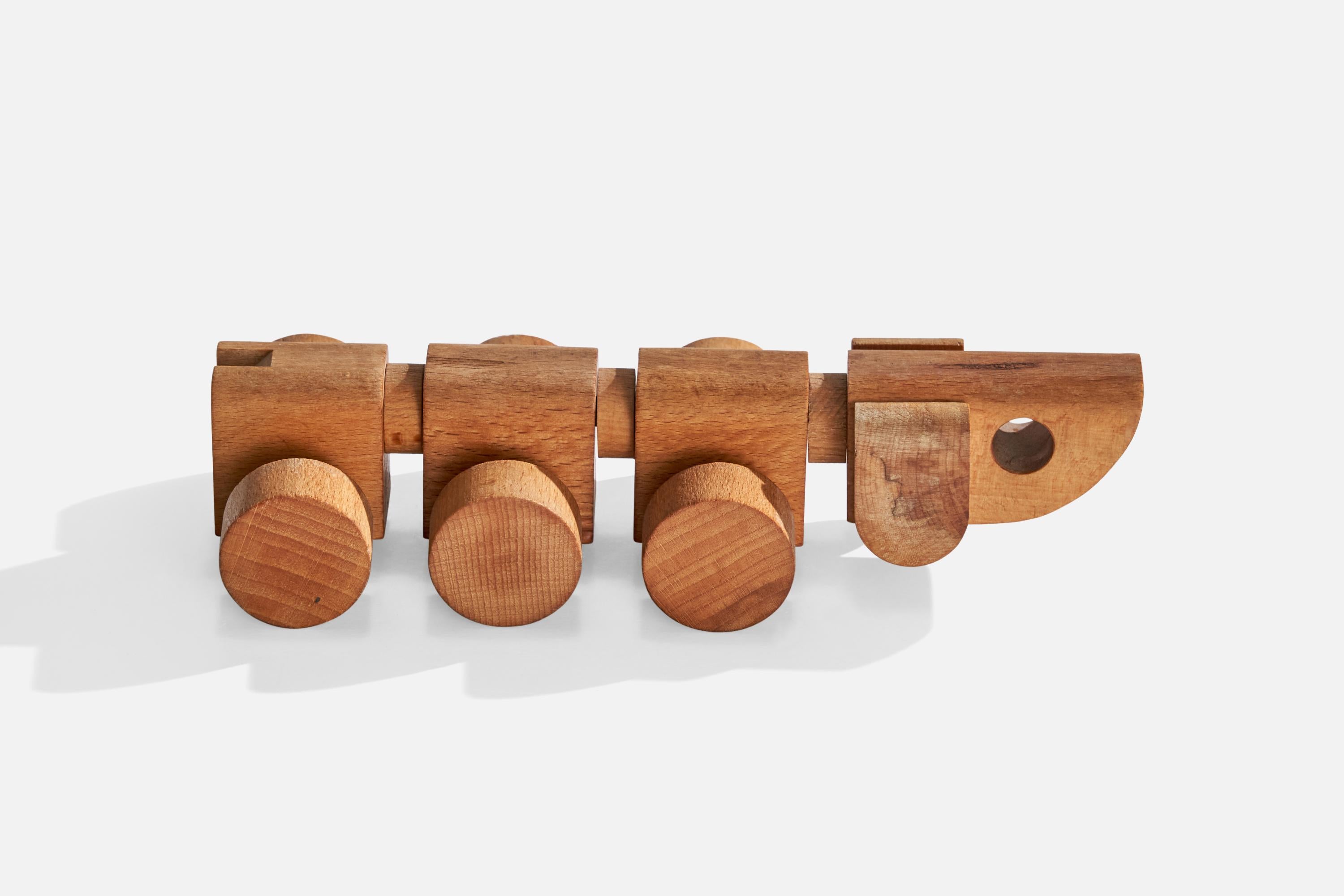 Mid-Century Modern Danish Designer, Sculptural Toy, Oak, Denmark, 1950s For Sale
