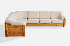Danish Designer, Sectional Sofa, Pine, Fabric, Denmark, 1970s