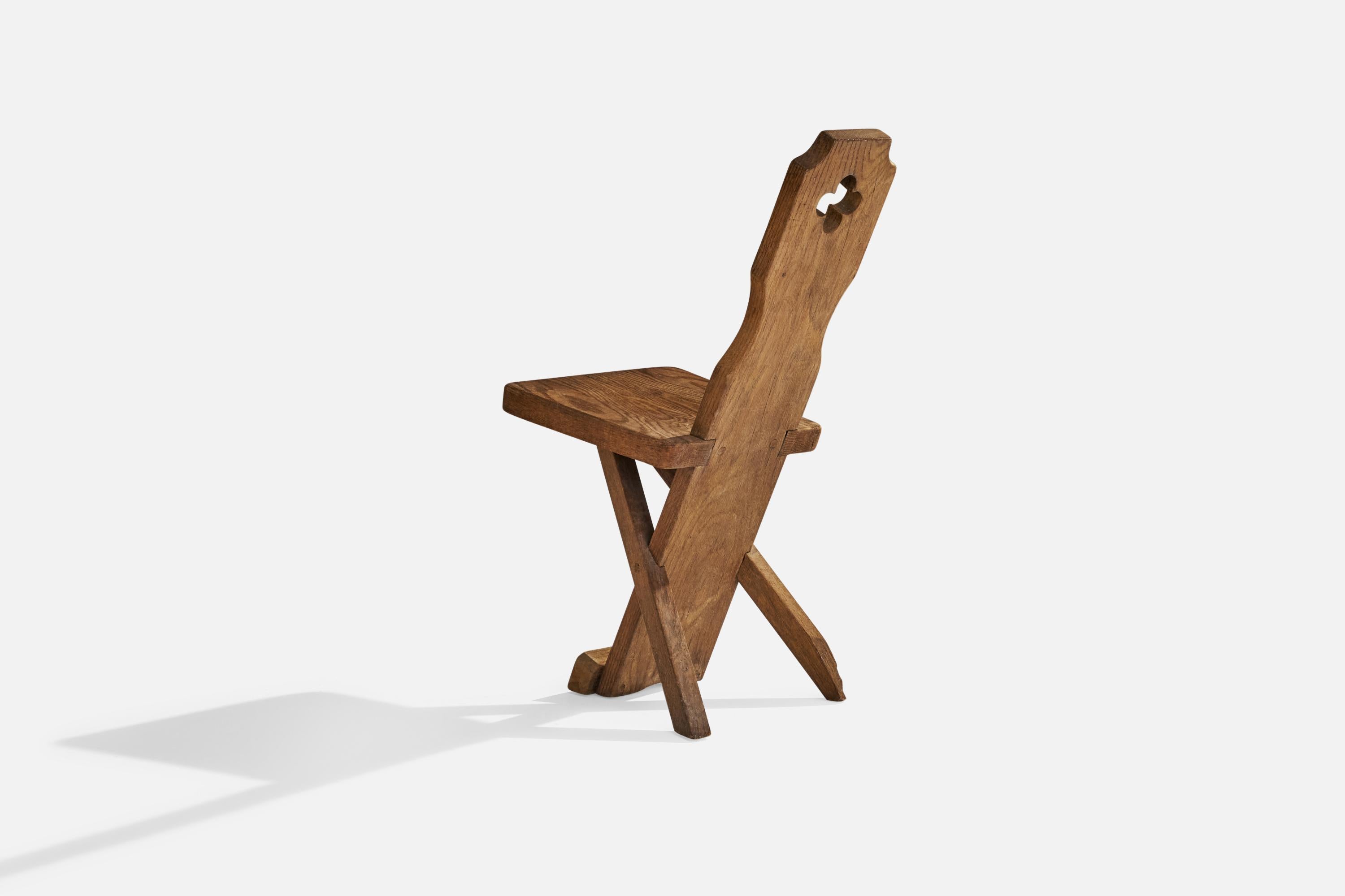 Early 20th Century Danish Designer, Side Chair, Oak, Denmark, 1920s For Sale