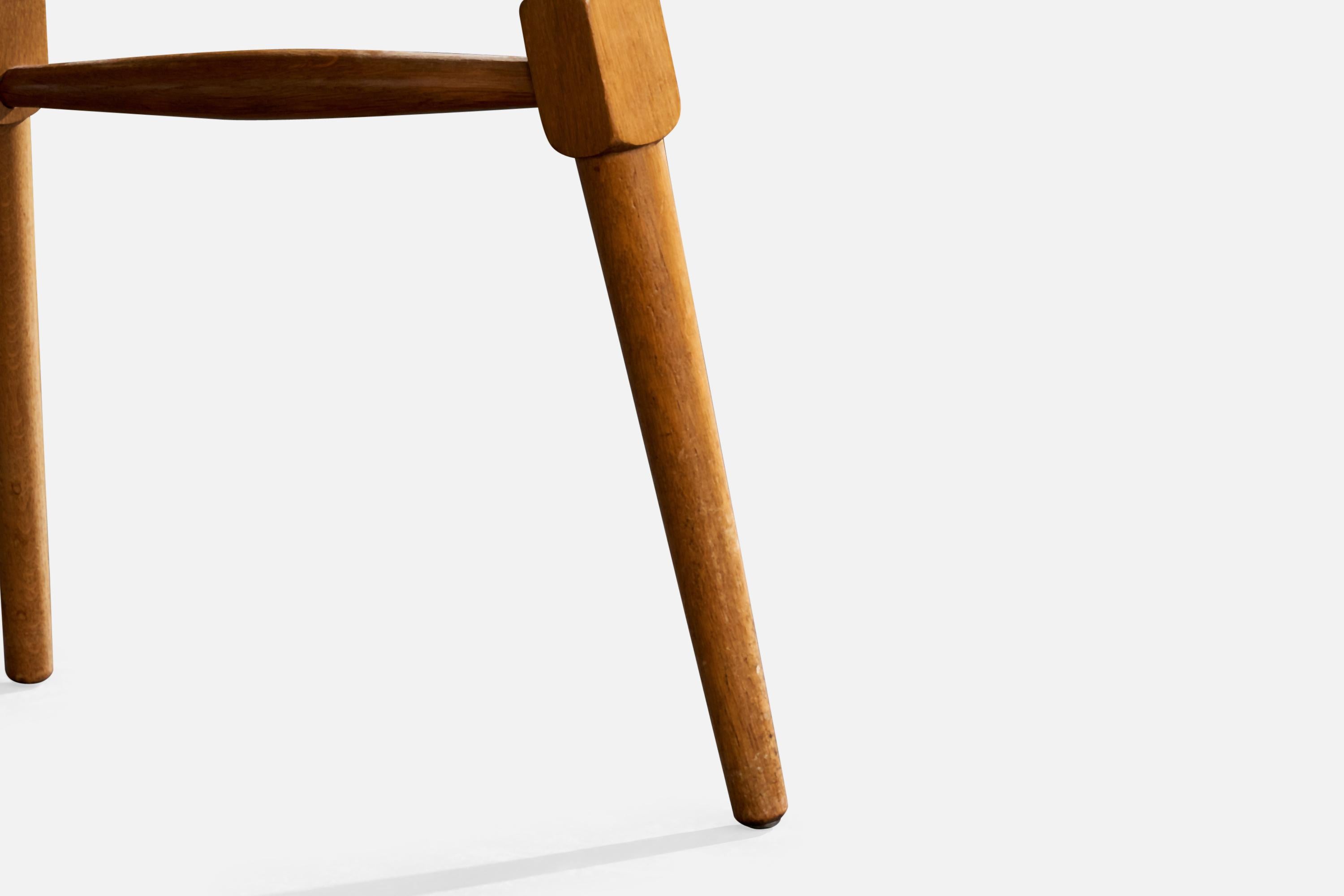 Danish Designer, Side Chair, Oak, Fabric, Denmark, 1950s im Angebot 3