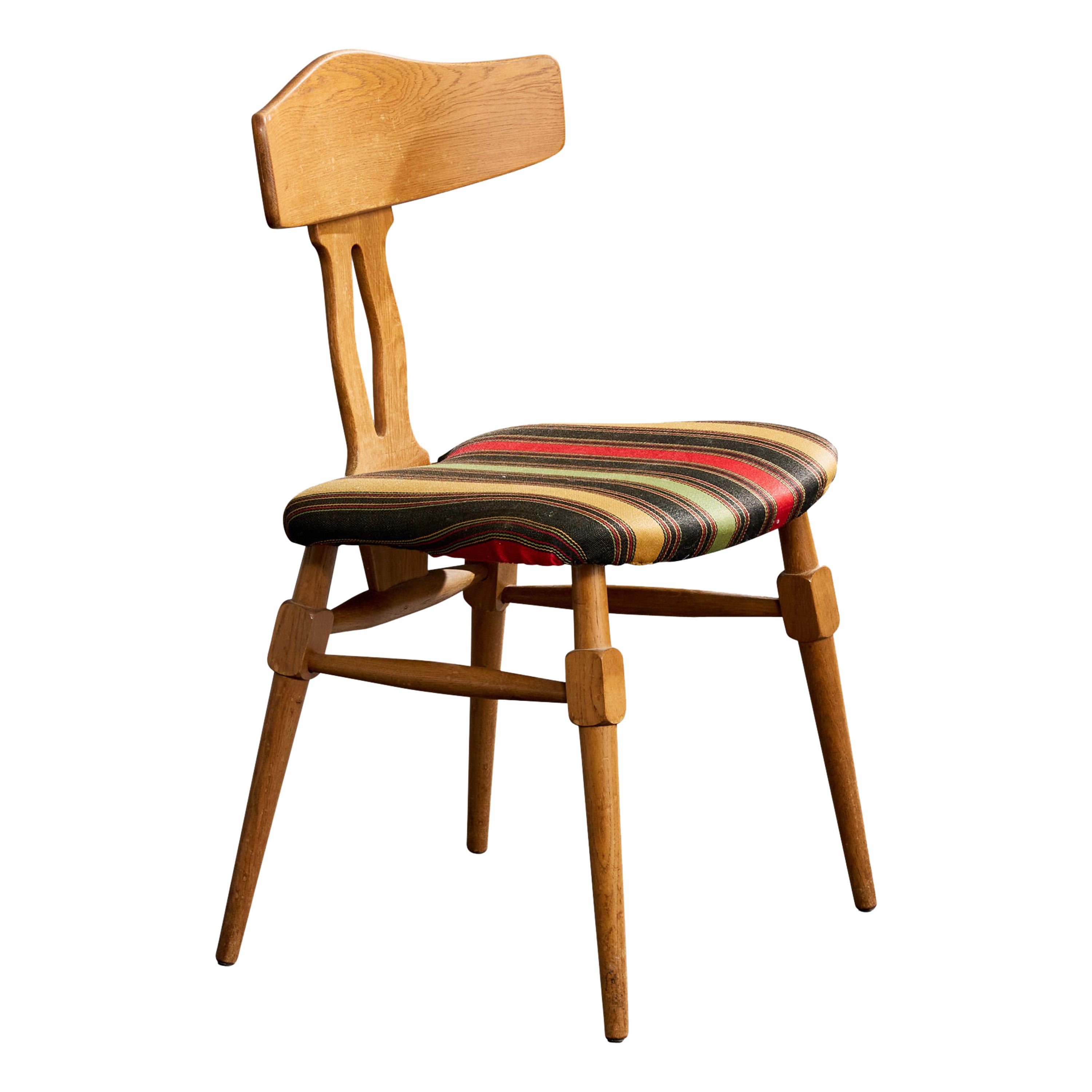 Danish Designer, Side Chair, Oak, Fabric, Denmark, 1950s im Angebot