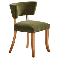 Danish Designer, Side Chair, Velvet, Beech, Denmark, 1930s