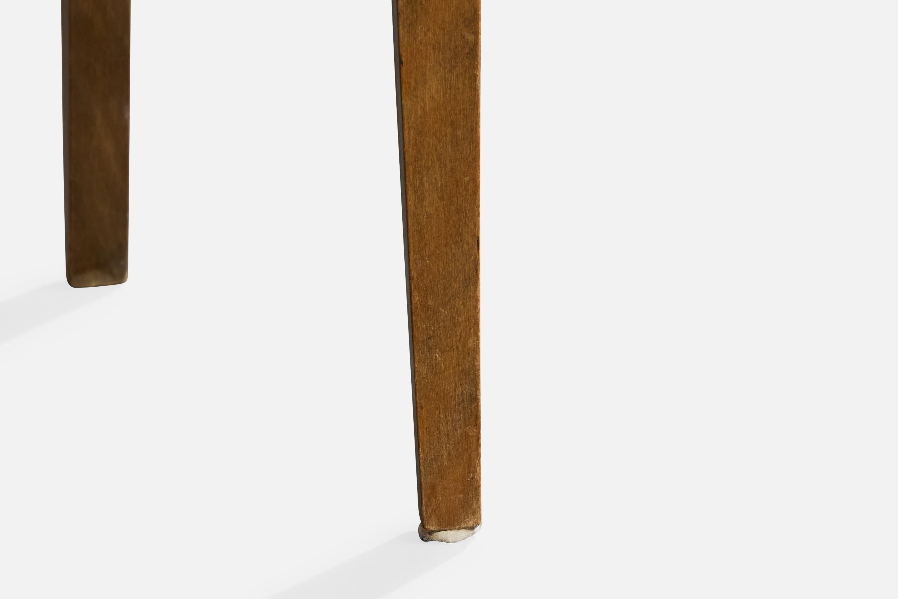 Dänischer Designer, Beistellstuhl, Holz, Stoff, Dänemark, 1940er Jahre im Angebot 7