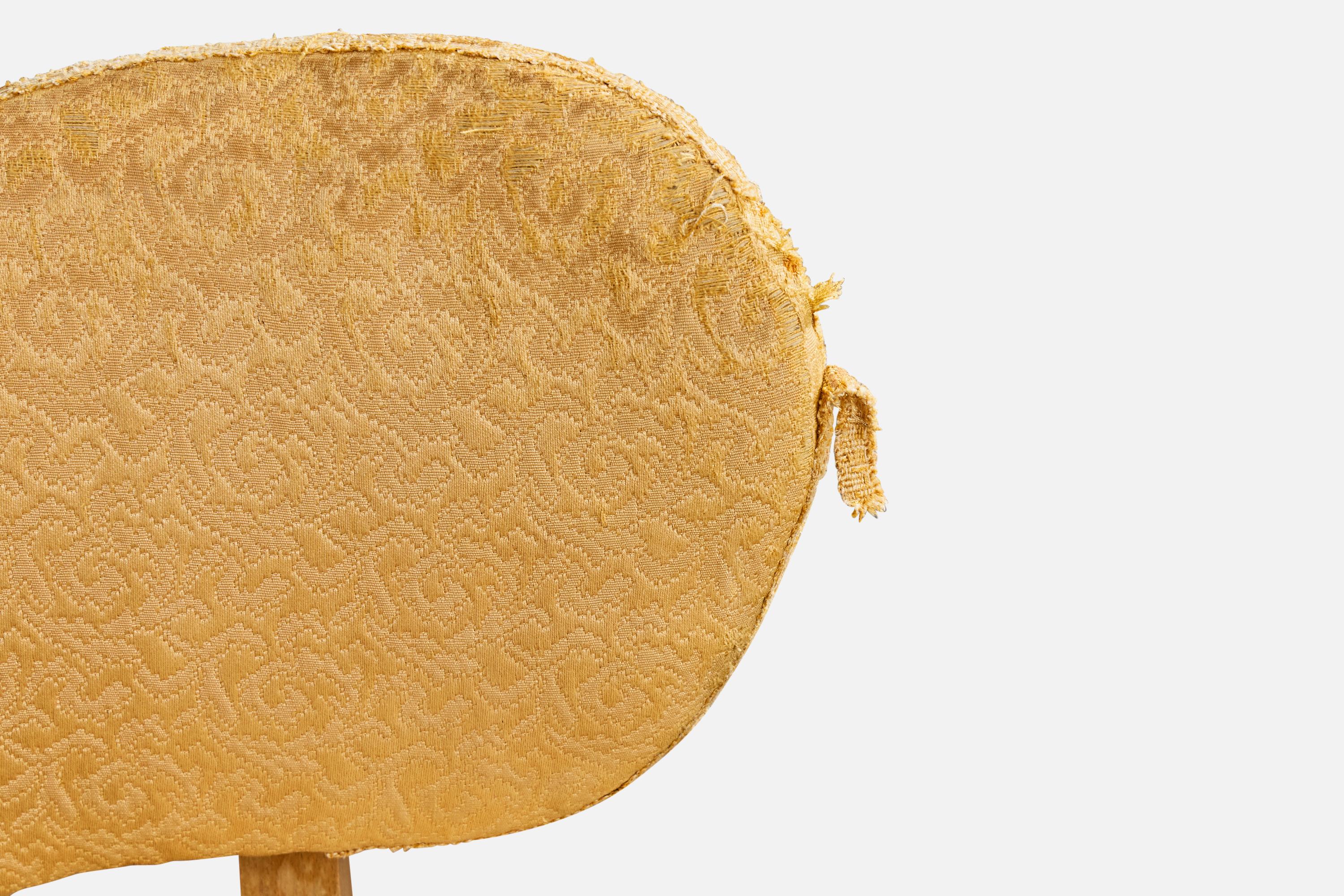 Dänischer Designer, Beistellstuhl, Holz, Stoff, Dänemark, 1940er Jahre im Angebot 4