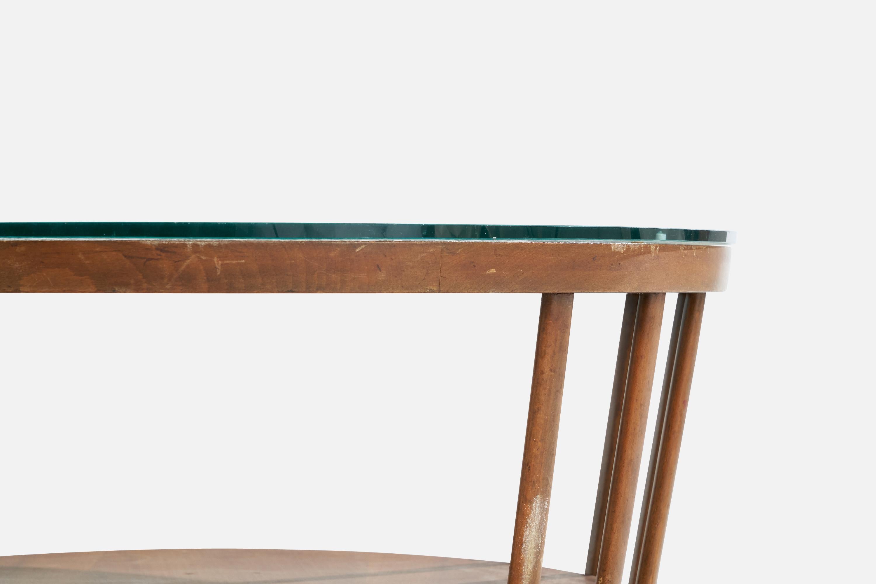 Designer danois, table d'appoint, verre, Wood, Danemark, années 1940 en vente 6