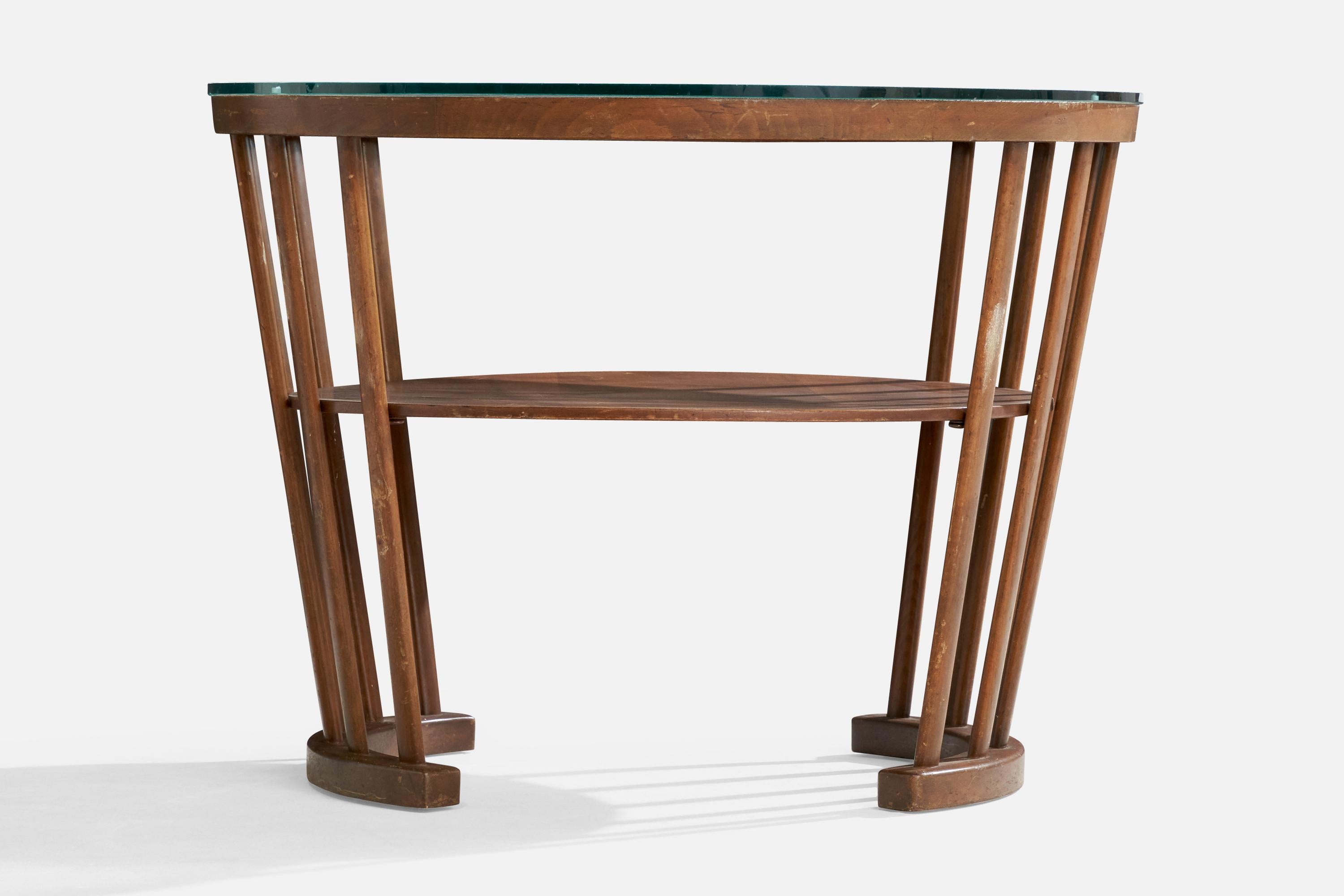 Verre Designer danois, table d'appoint, verre, Wood, Danemark, années 1940 en vente