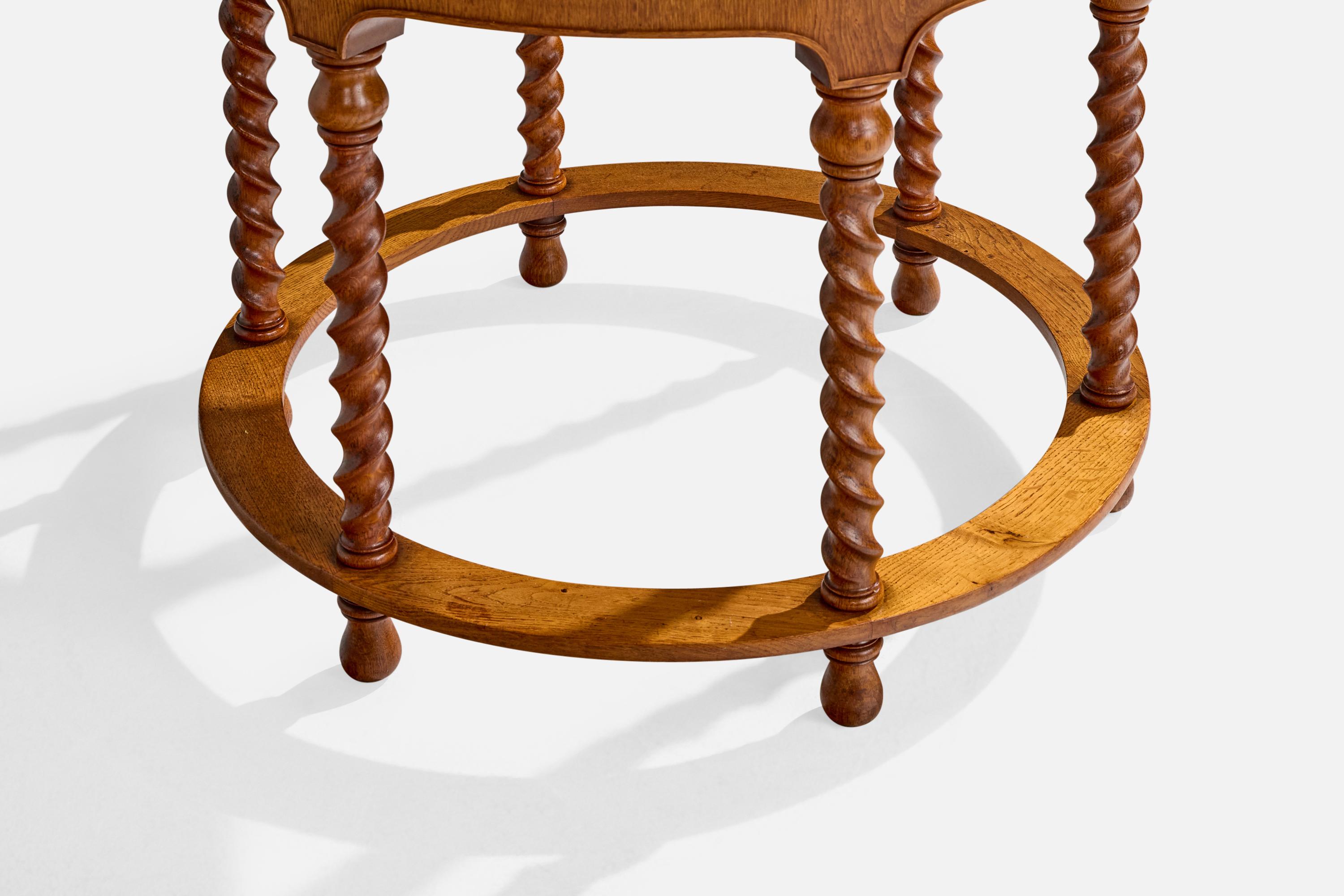 Danish Designer, Side Table, Oak, Denmark, 1920s For Sale 1