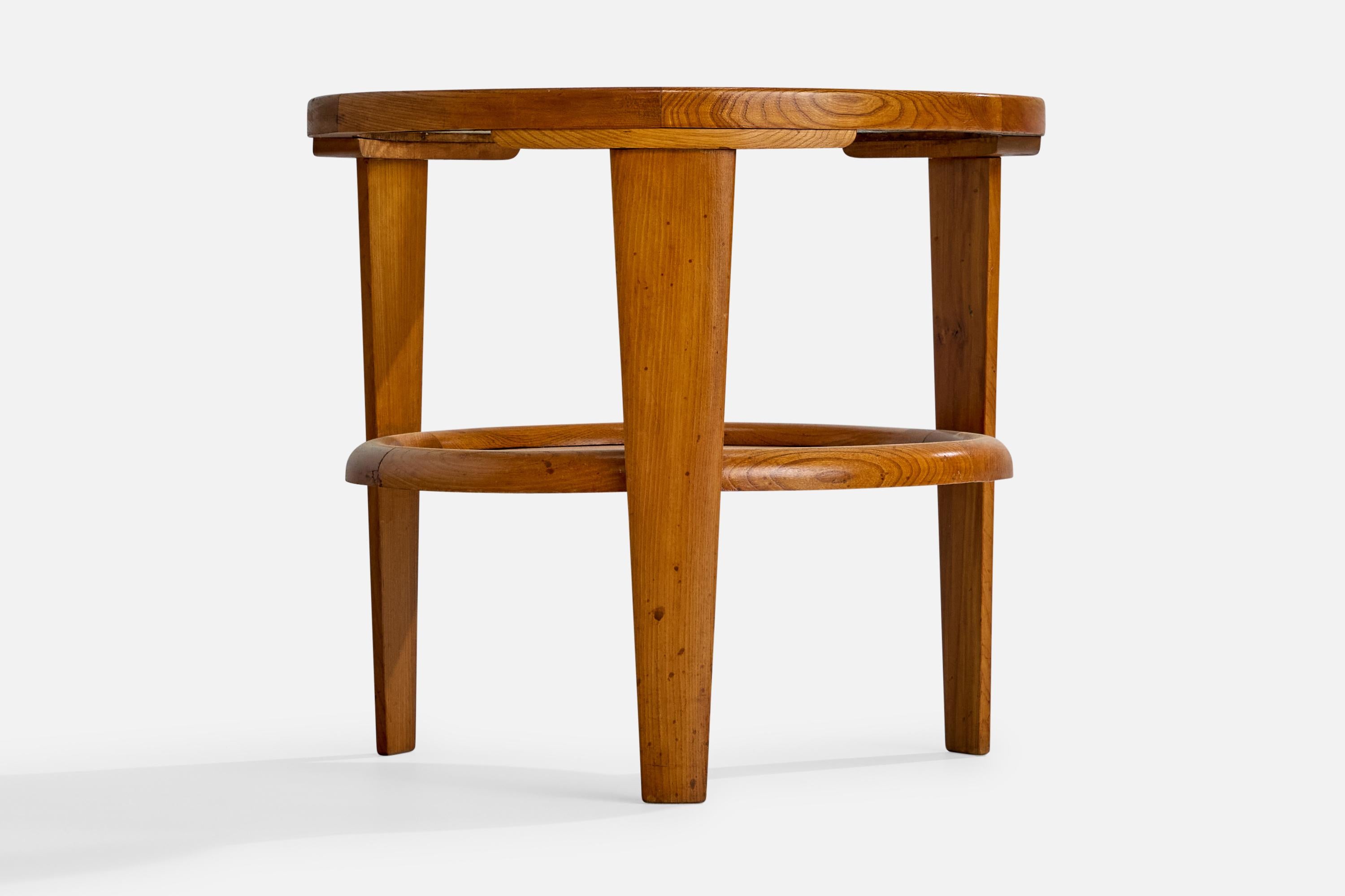 Danois Designer danois, table d'appoint, Oak, verre, Danemark, années 1940 en vente