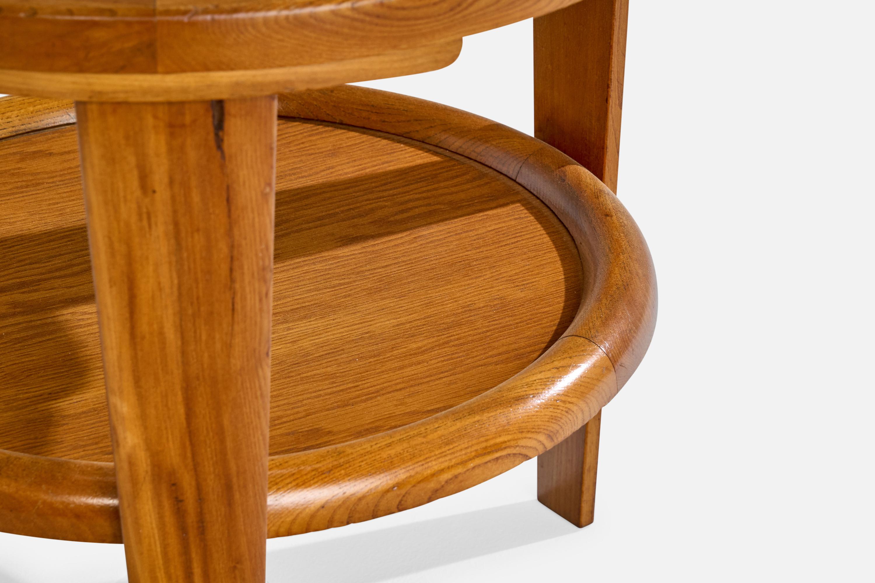 Designer danois, table d'appoint, Oak, verre, Danemark, années 1940 en vente 1