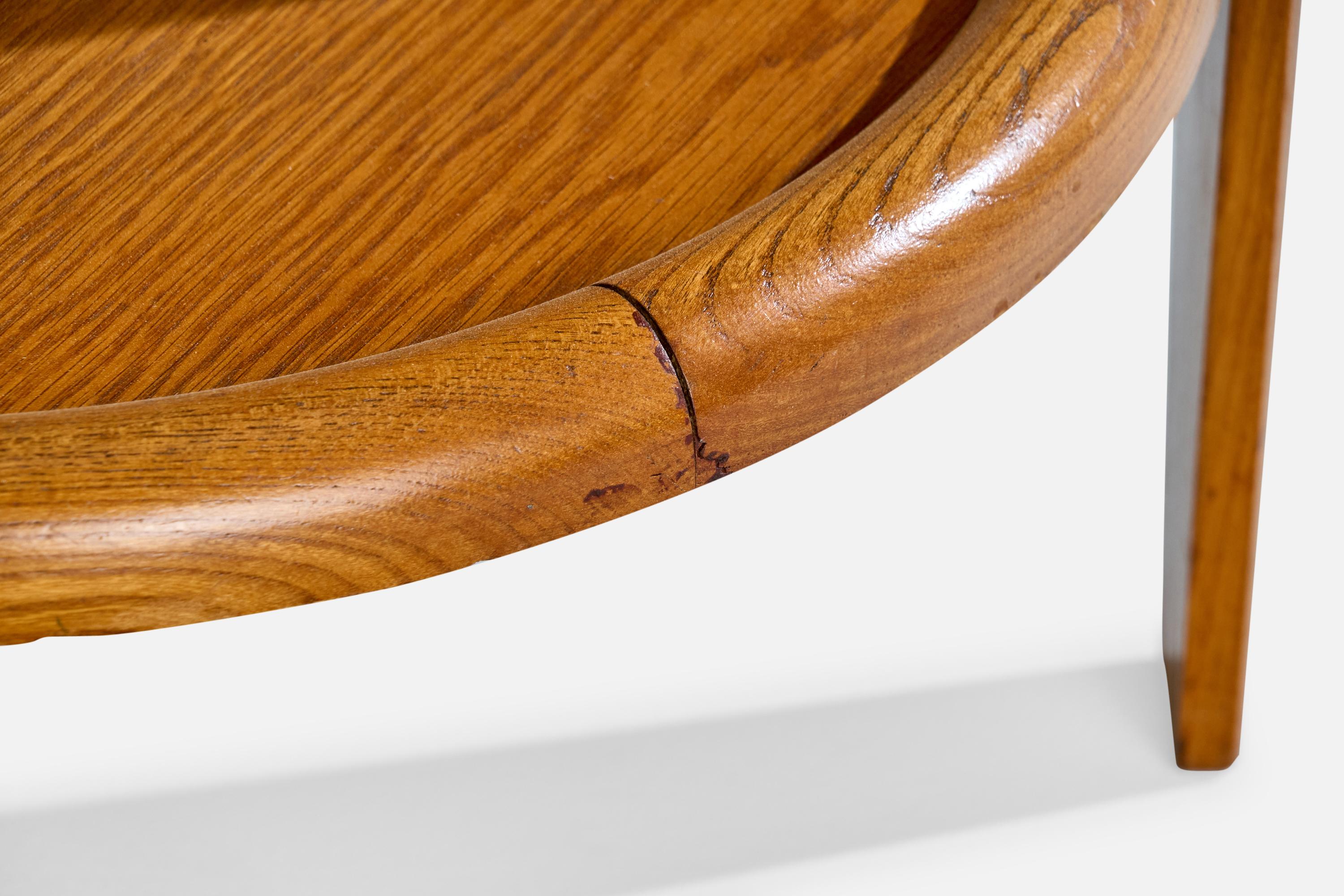 Designer danois, table d'appoint, Oak, verre, Danemark, années 1940 en vente 2