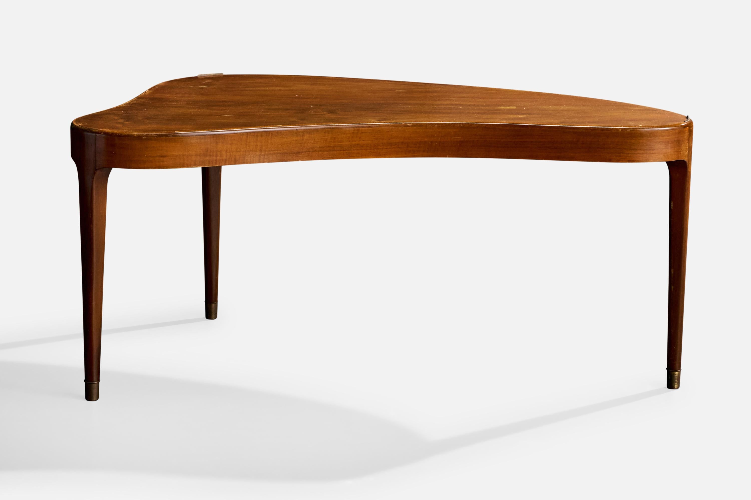 Scandinave moderne Designer danois, table d'appoint, Wood, laiton, Danemark, années 1940 en vente