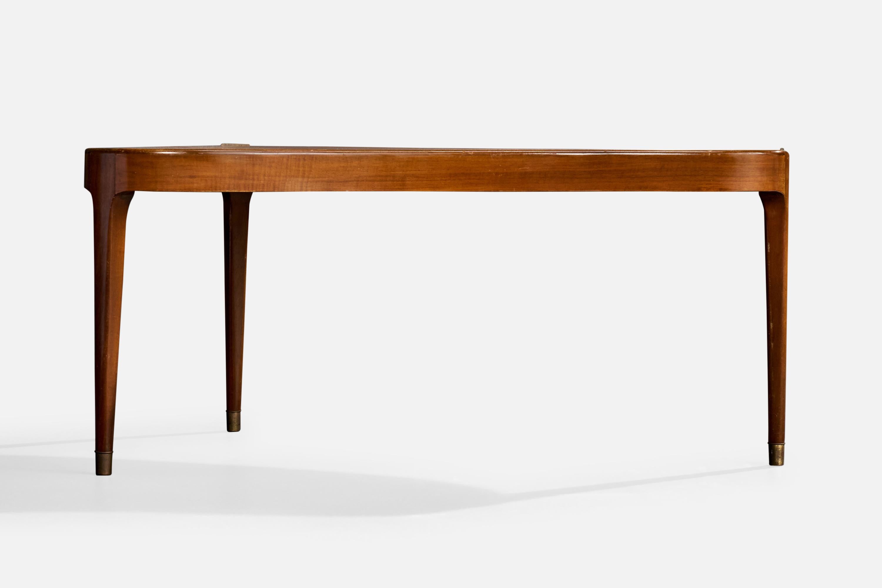 Danois Designer danois, table d'appoint, Wood, laiton, Danemark, années 1940 en vente