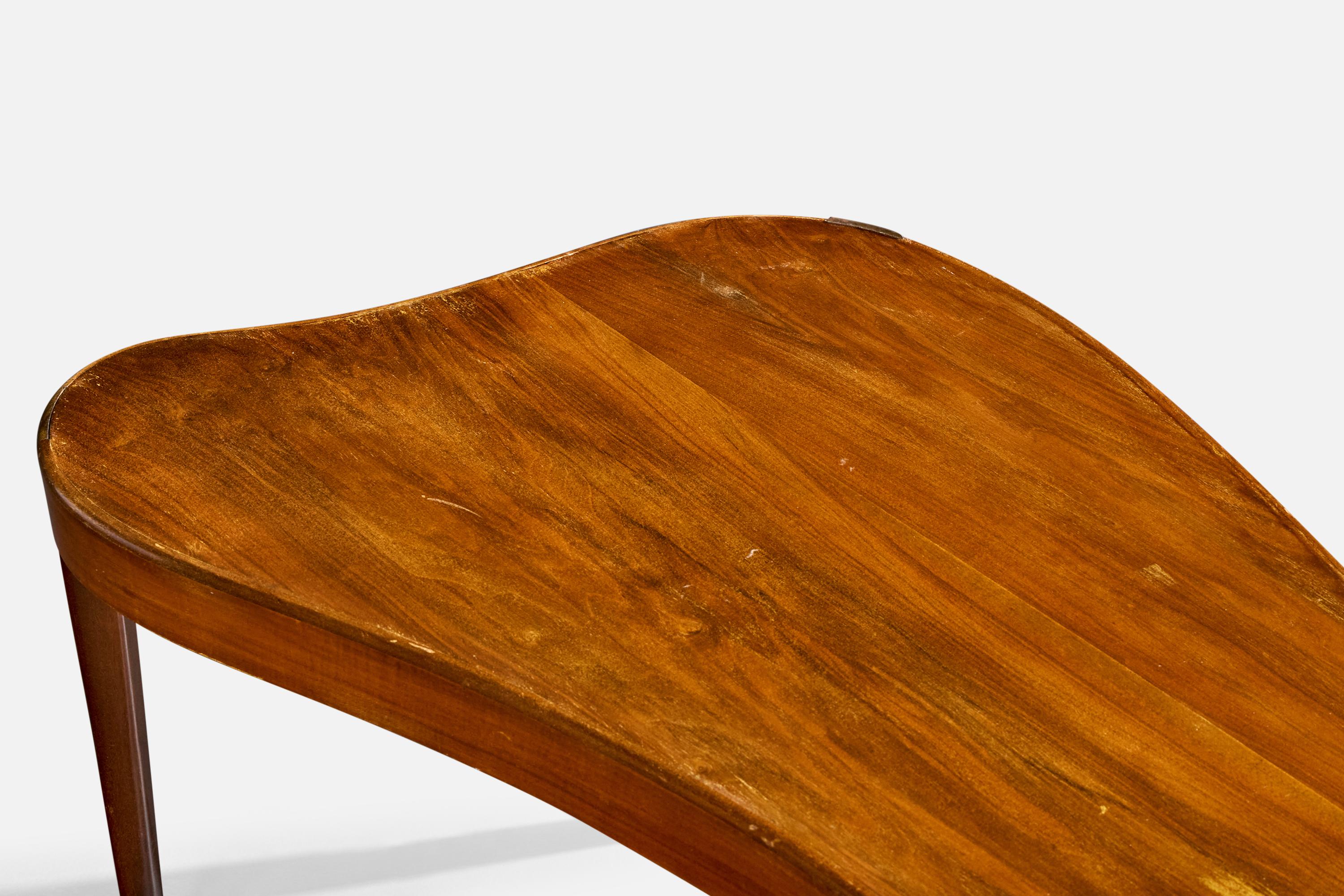 Designer danois, table d'appoint, Wood, laiton, Danemark, années 1940 Bon état - En vente à High Point, NC