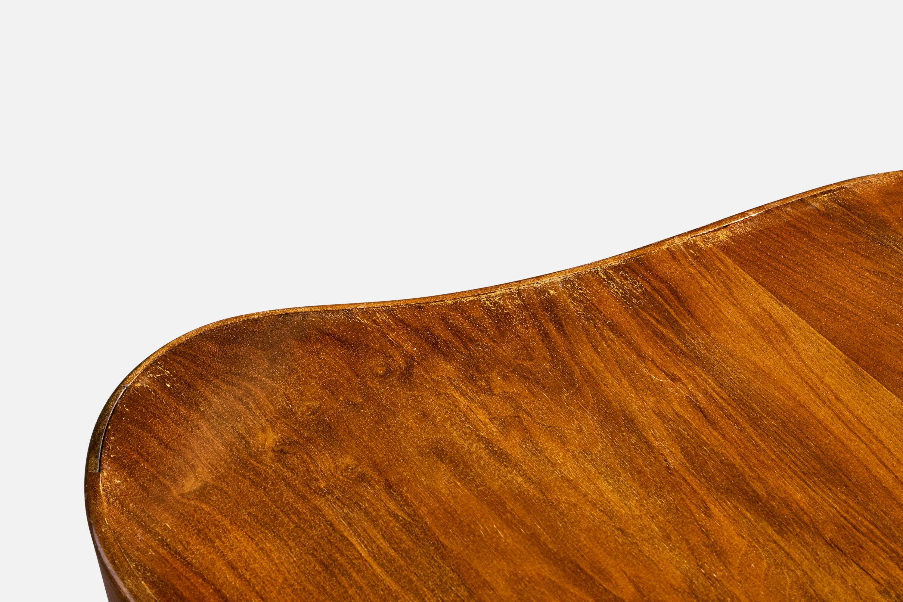Milieu du XXe siècle Designer danois, table d'appoint, Wood, laiton, Danemark, années 1940 en vente
