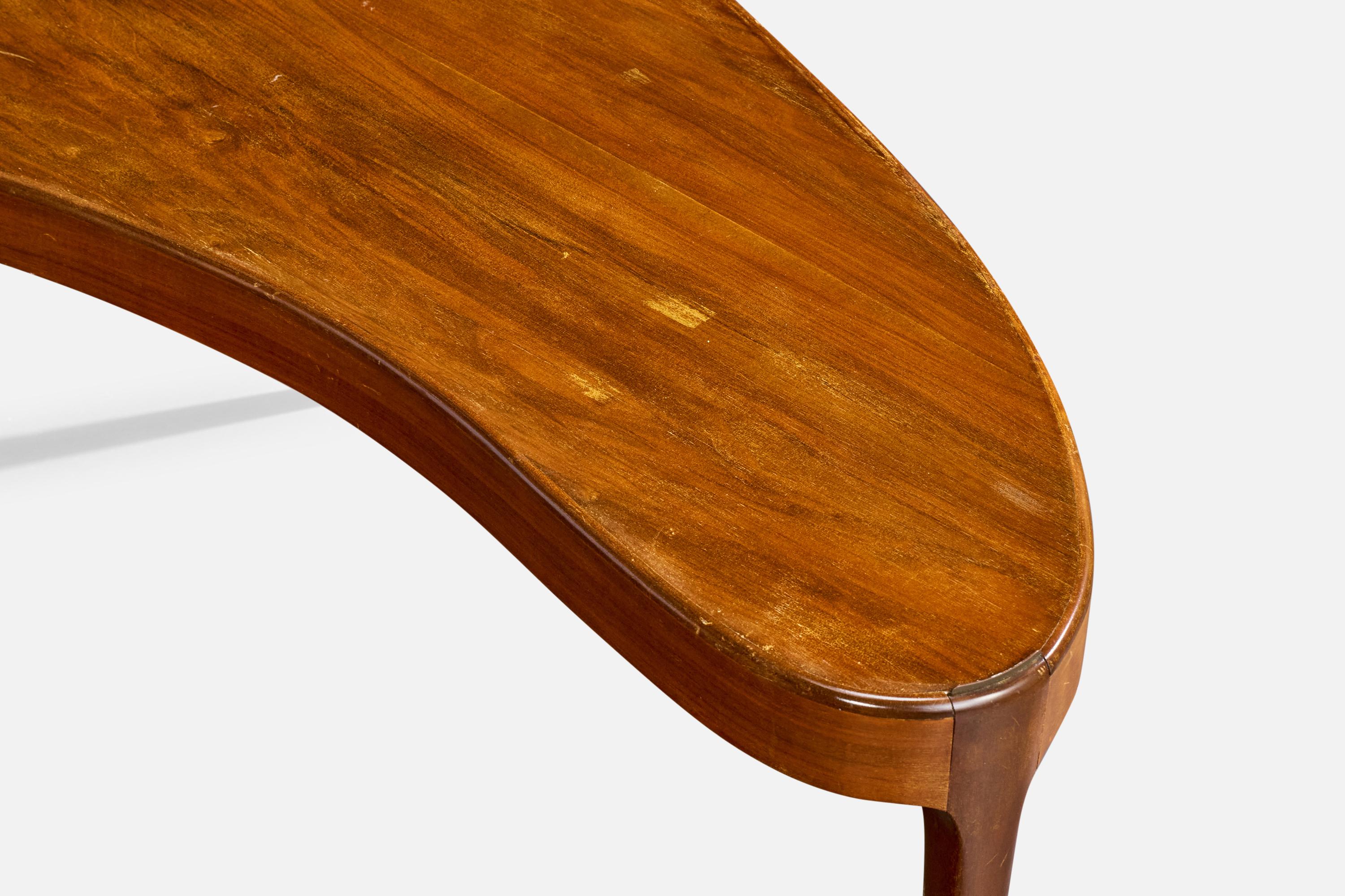 Laiton Designer danois, table d'appoint, Wood, laiton, Danemark, années 1940 en vente