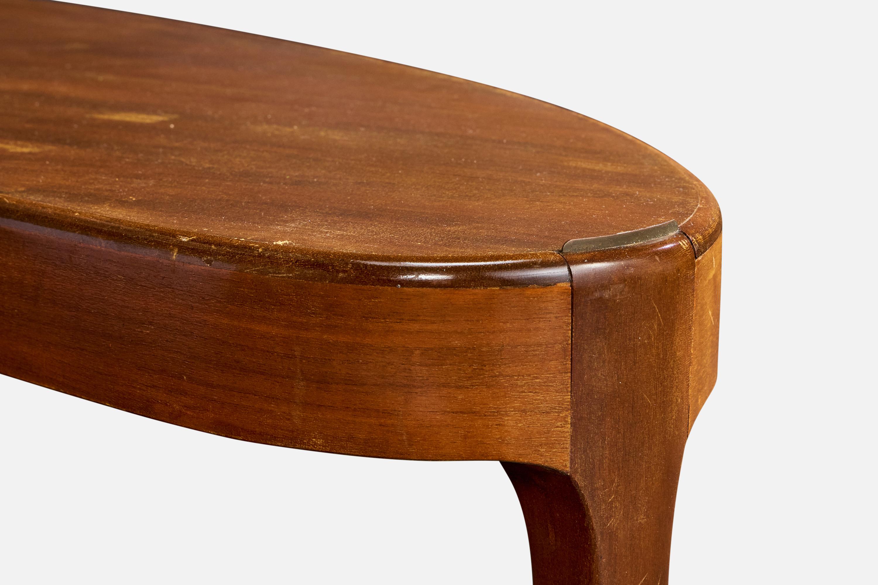 Designer danois, table d'appoint, Wood, laiton, Danemark, années 1940 en vente 1