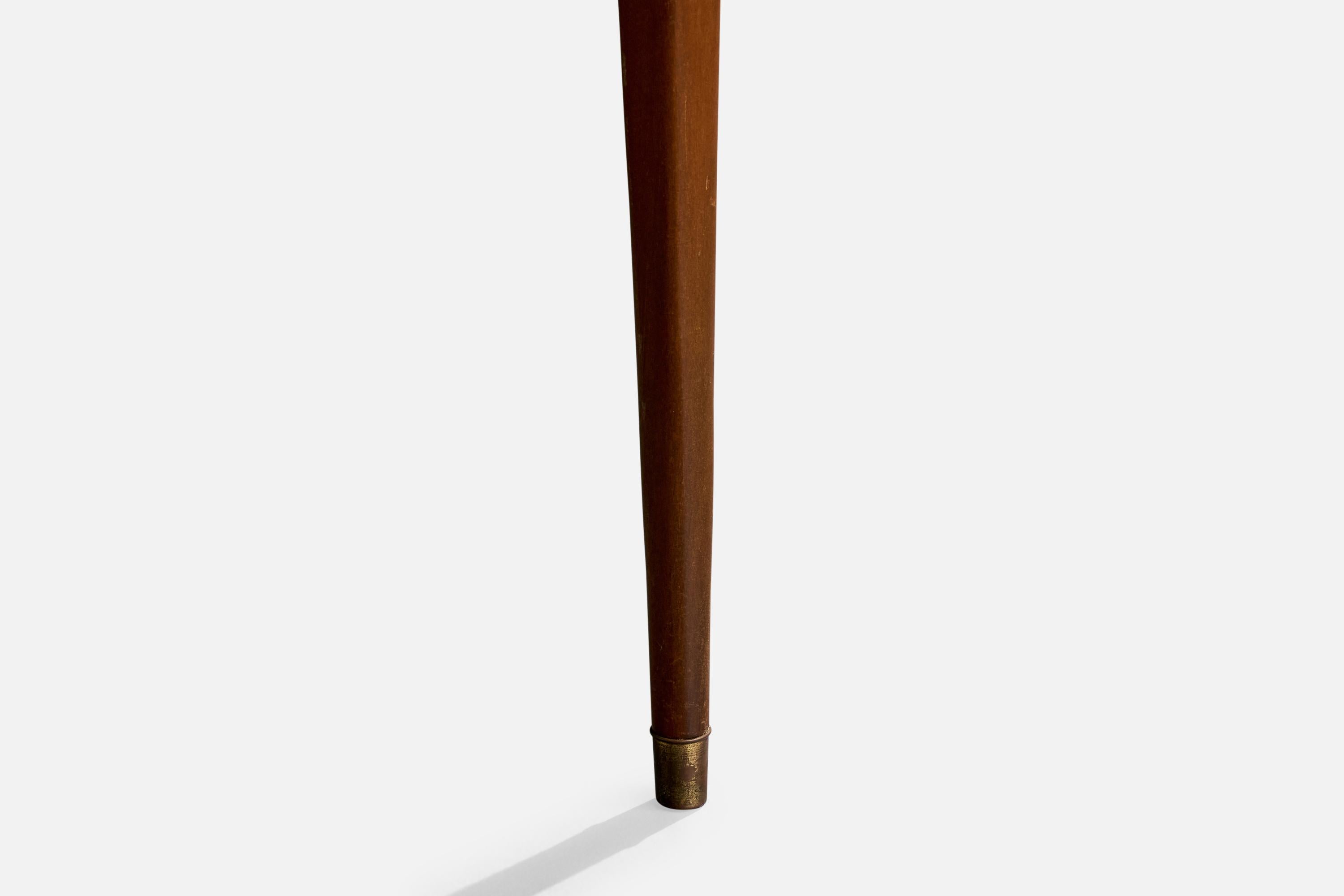 Designer danois, table d'appoint, Wood, laiton, Danemark, années 1940 en vente 2