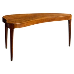 Designer danois, table d'appoint, Wood, laiton, Danemark, années 1940