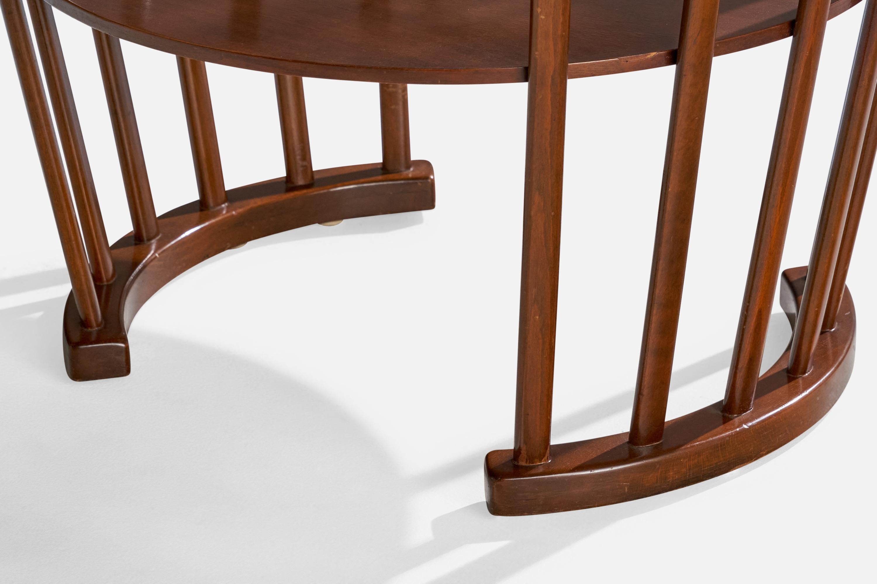 Dänischer Designer, Beistelltisch, Holz, Glas, Dänemark, 1940er Jahre im Angebot 1